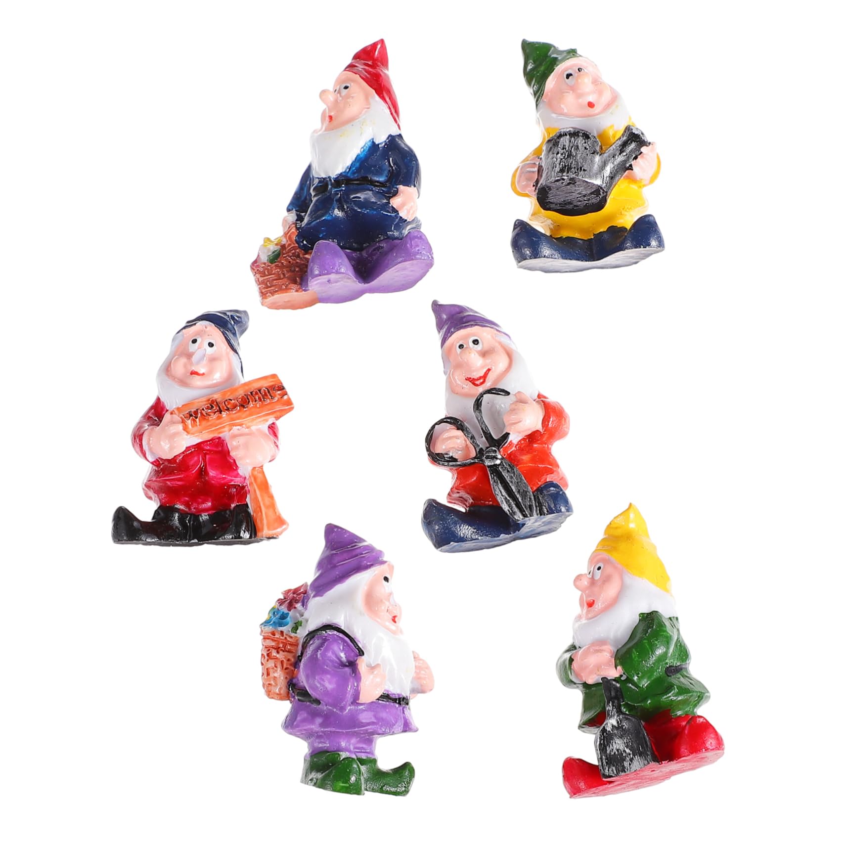 6pcs Resin Garden Gnome Statue Outdoor Funny Gnomes Craft Miniatures Ornaments
