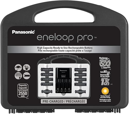 Panasonic Eneloop Pro Power Pack con cargador avanzado, funda de plástico, 8AA y 2AAA baterías