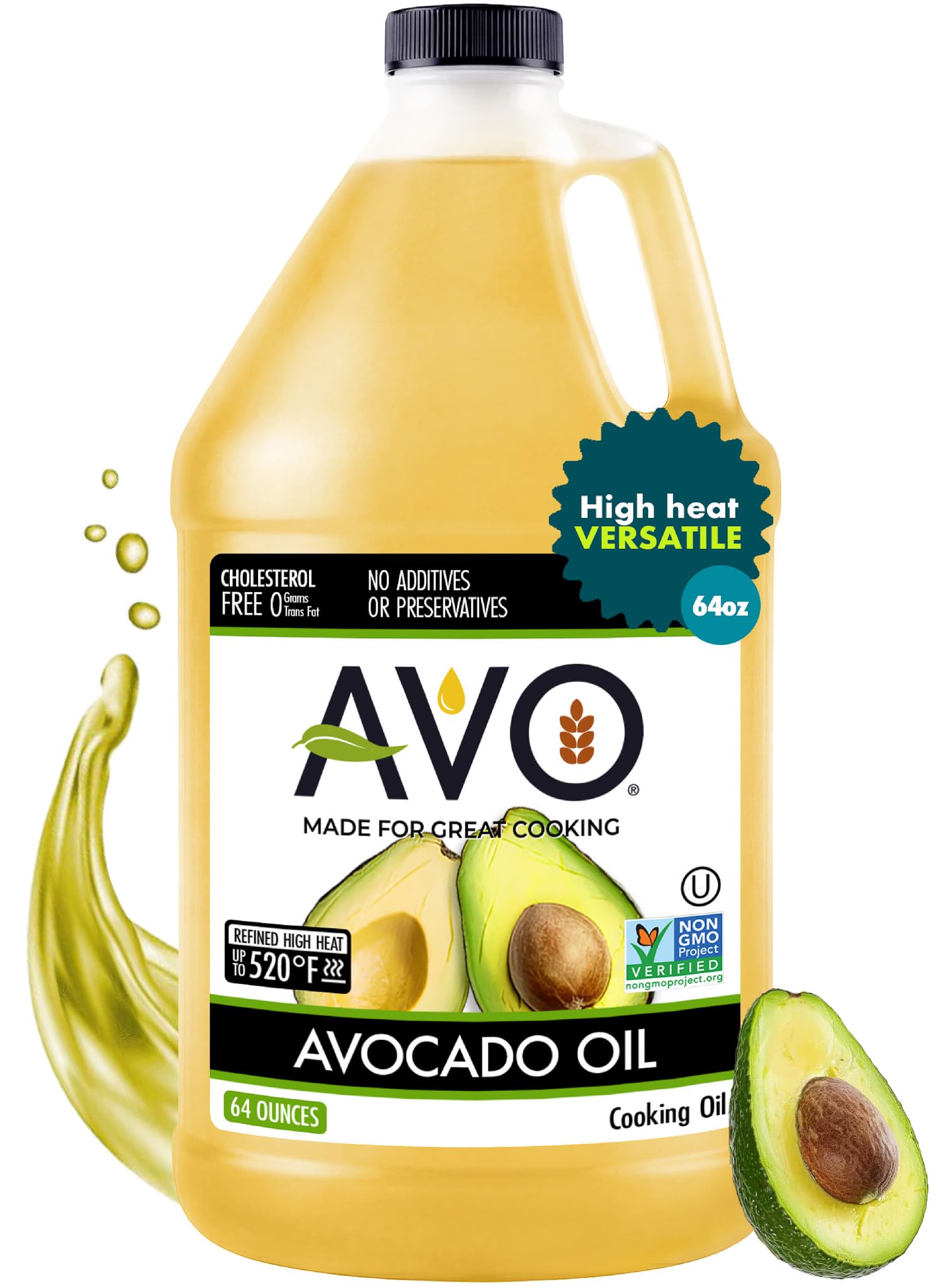 AVO NON GMO 100% Avocado Oil, 64 Fl-oz, NO Preservatives Added