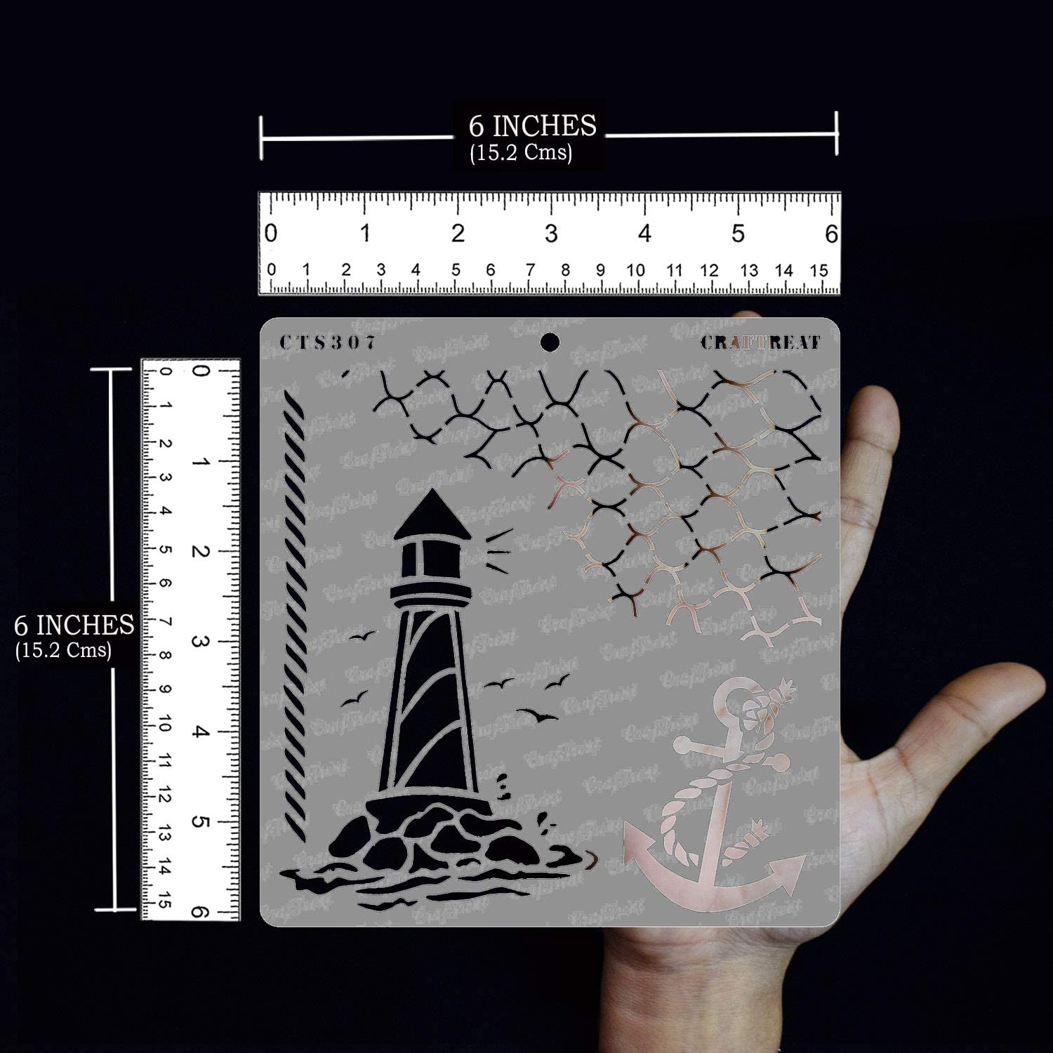 CrafTreat Reusable Lighthouse Stencils for Painting on Wood, Canvas, Paper, Fabric, Floor, Wall and Tile - Nautical - 6x6 Inches - DIY Art and Craft Stencils - Large Nautical Stencils - Image 3