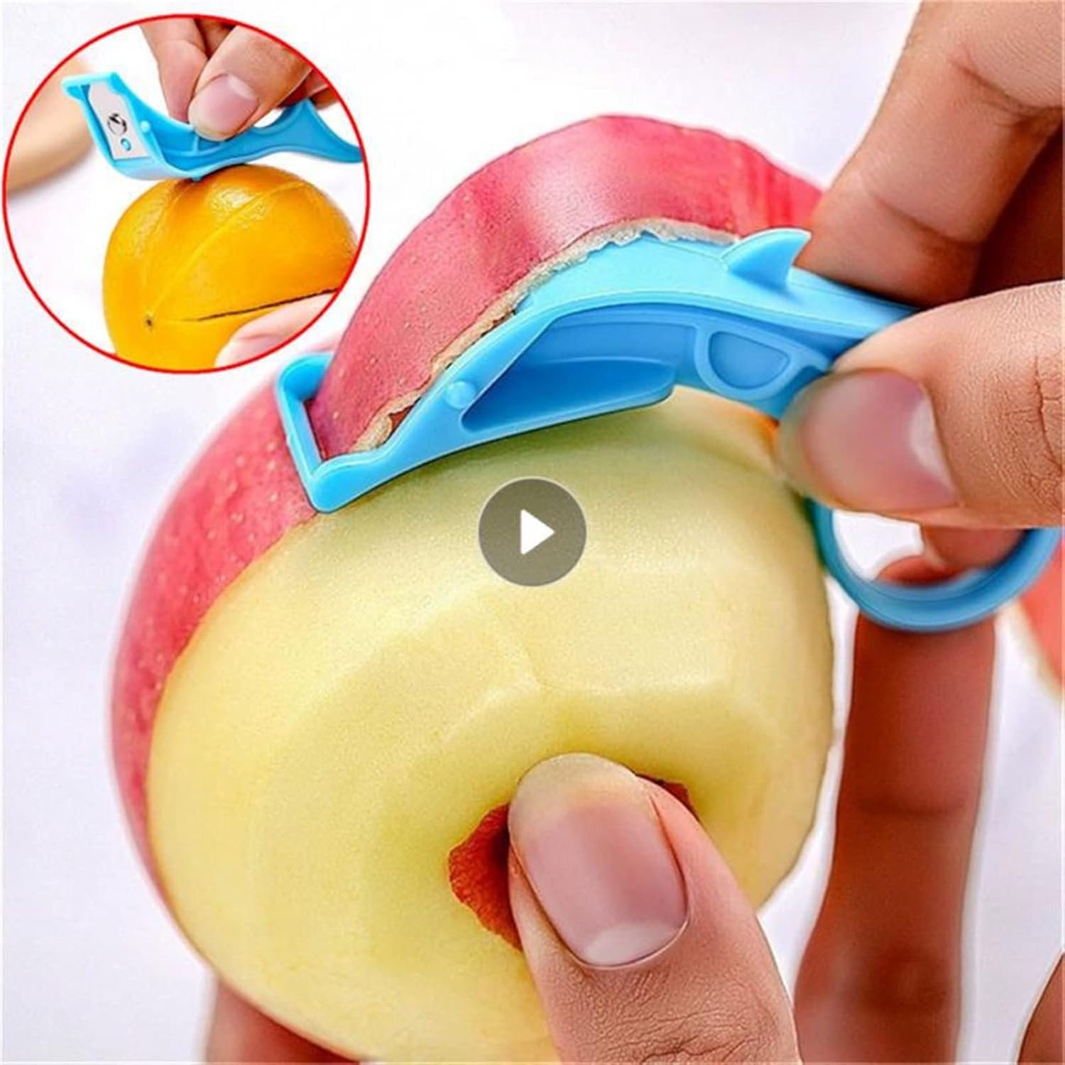 Mandolines 3 in 1 Fruit Peeler Multifunction Vegetable Knife Plastic Apple Slicer Peel Remove Orange Pear Lemon Kitchen Gadget(Blue)