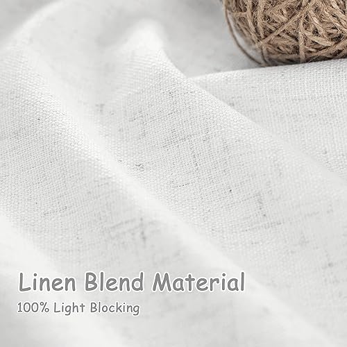 Miniatura 5 de Cortinas opacas de lino para dormitorio de 63 pulgadas de largo, juego de 2 paneles de cortinas opacas con ojales, cortinas opacas con aislamiento