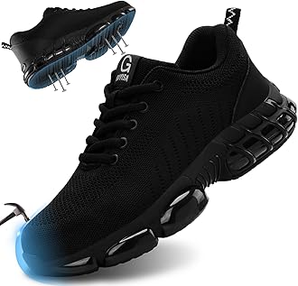 GLANOUDUN Steel Toe Shoes for Men Black Work Shoes Lightweight Safety Shoe for Men Indestructible Steel Toe Sneakers Industrial Construction Shoe Men's Work & Safety Footwear