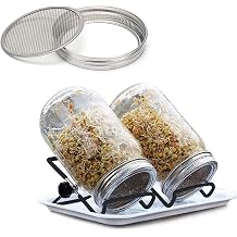 Sprout Jar Kit, Sprout Cultivation Kit, Sprout Growing Kit, Stainless Steel, Mason Jar Germination Kit, Large Mouth Mason Jar, Sprout Growing Kit, Mason Jar Lid, Germination Stand, Convenient, Broccoli, Alpha, Green Beans
