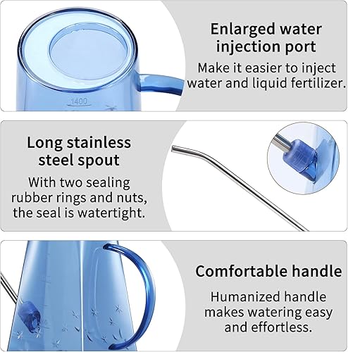 Miniatura 4 de Goowin Regadera para plantas de interior, boquilla larga de 47 onzas, regadera pequeña para interiores con botella de spray de 16 onzas y botella