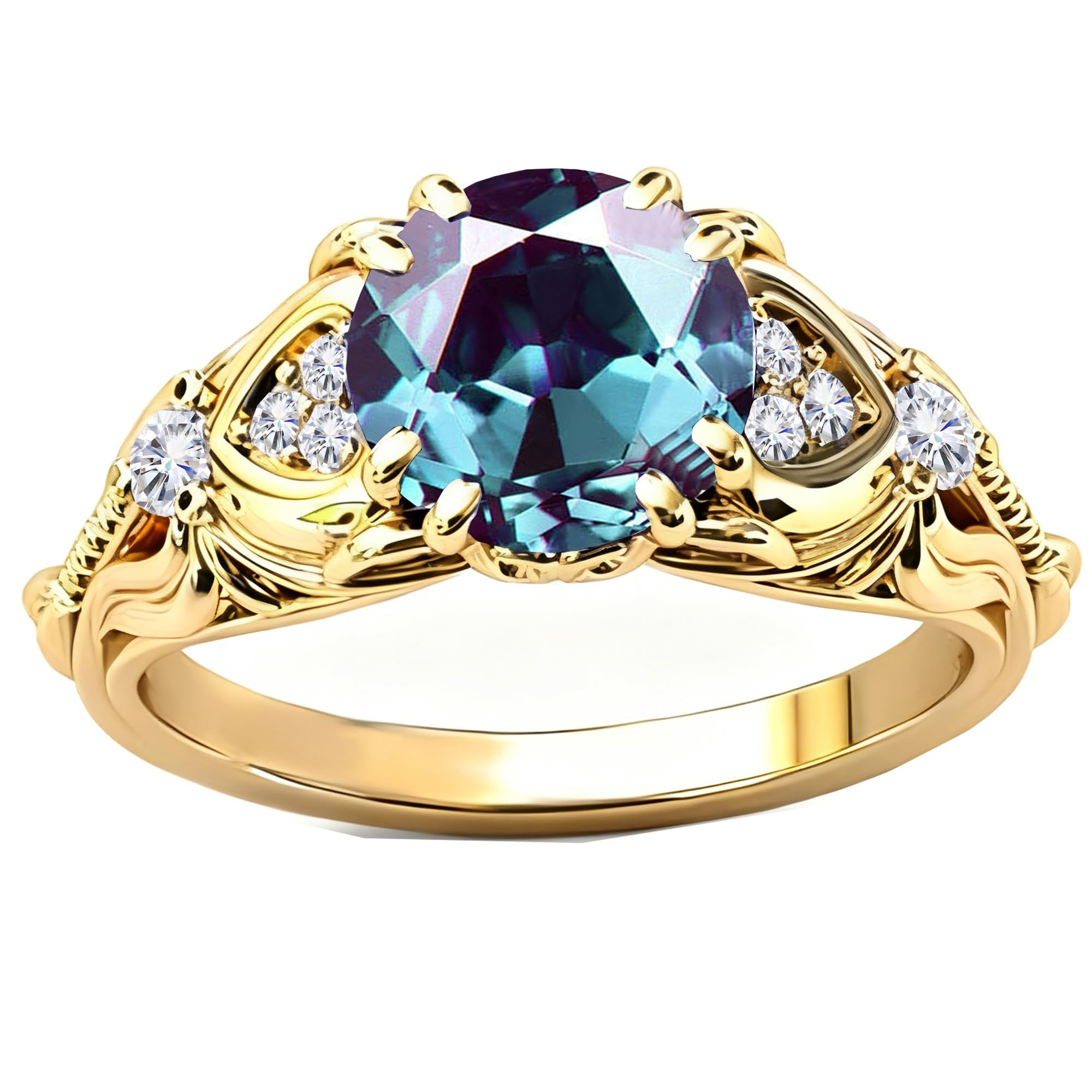 Gemstone Vintage Rings for Women s925 Sterling Silver Round Cut 1.0 Carat Gemstone with Moissanite Promise Engagement Anniversary Ring for Her
