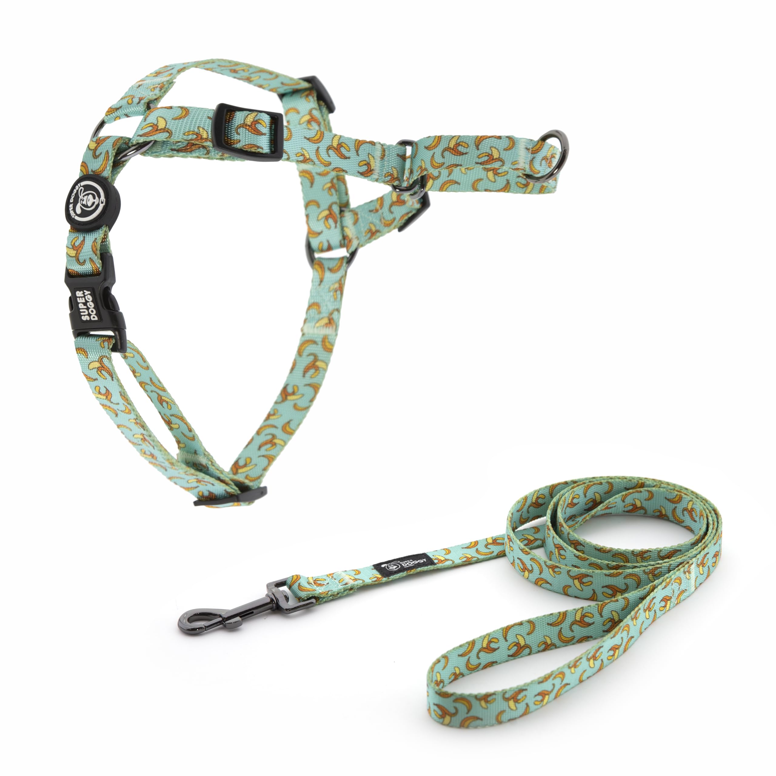 Arnes Antitirones para Perro - Arnés Easy Walk con Correa - Collar de Pecho para Perro Grande, Mediano y Pequeño - Adiestramiento, Evita Asfixia y Ajustable (S, Blue Banana)