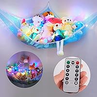 Vista 1 de Basumee Red de Animales de Peluche o Hamaca con Luz LED Red Colgante para Juguetes Hamaca para Almacenamiento de Animales de Peluche Hamacas