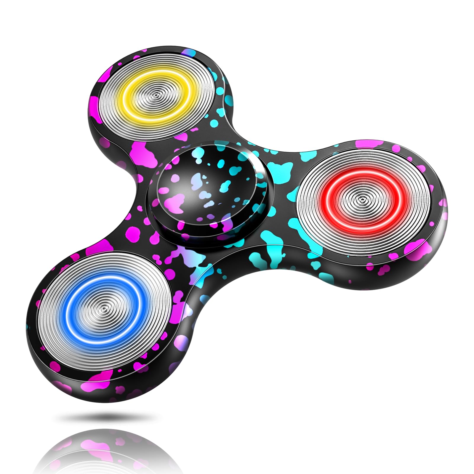Aolcev Fidget Spinner Light Up Metal Fidget Toys Ultra Durable Stainless Steel Bearing High Speed Precision 4-10 Min Spins with Fluorescent Focus Anxiety Hand Fidget Spinners for Kids Adults-Colorful