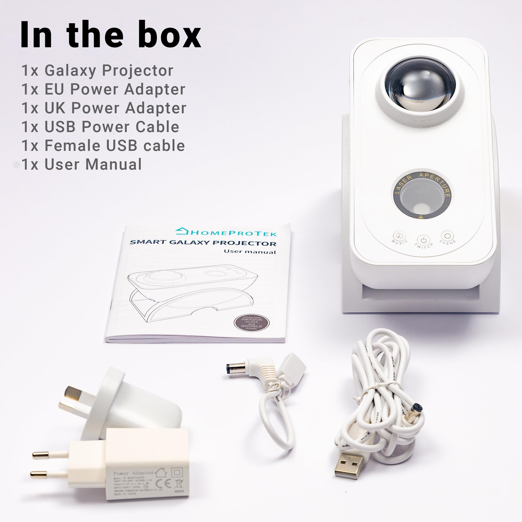 HOMEPROTEK Projecteur Galaxie, Projecteur Ciel Étoilé - Intelligent Contrôlé par application Galaxy Projector rotatif à 90 degrés Hey Google et Alexa compatible Lampe Projecteur Galaxie Plafond