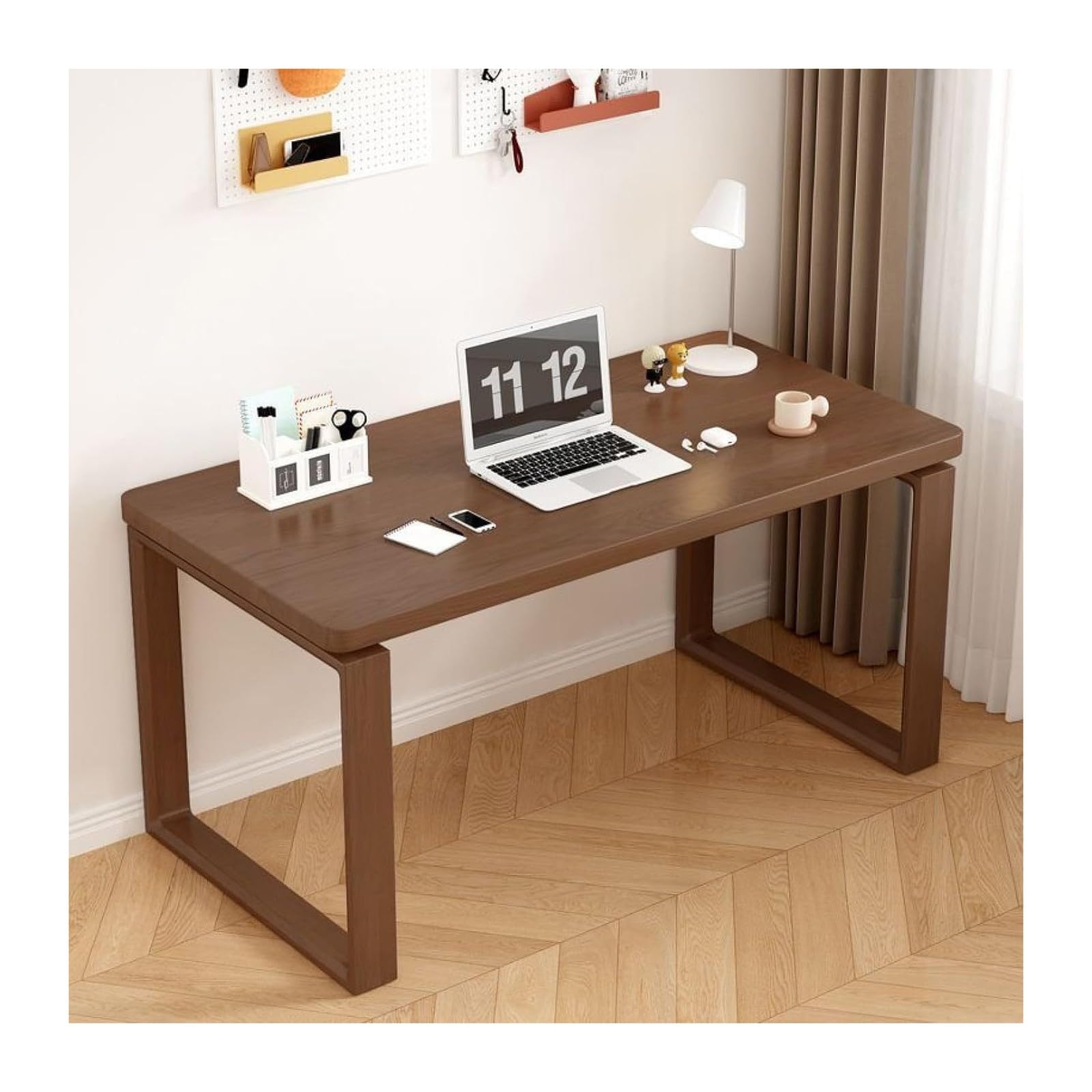 Wdsopk Walnut Computer Desk Home Office Desk Rustic Writing Desk Modern Minimalist Wood Desk Workstation Desk,Bookshelf Workstation For Study Play Work Bedroom Home Office（-100X60x75cm）