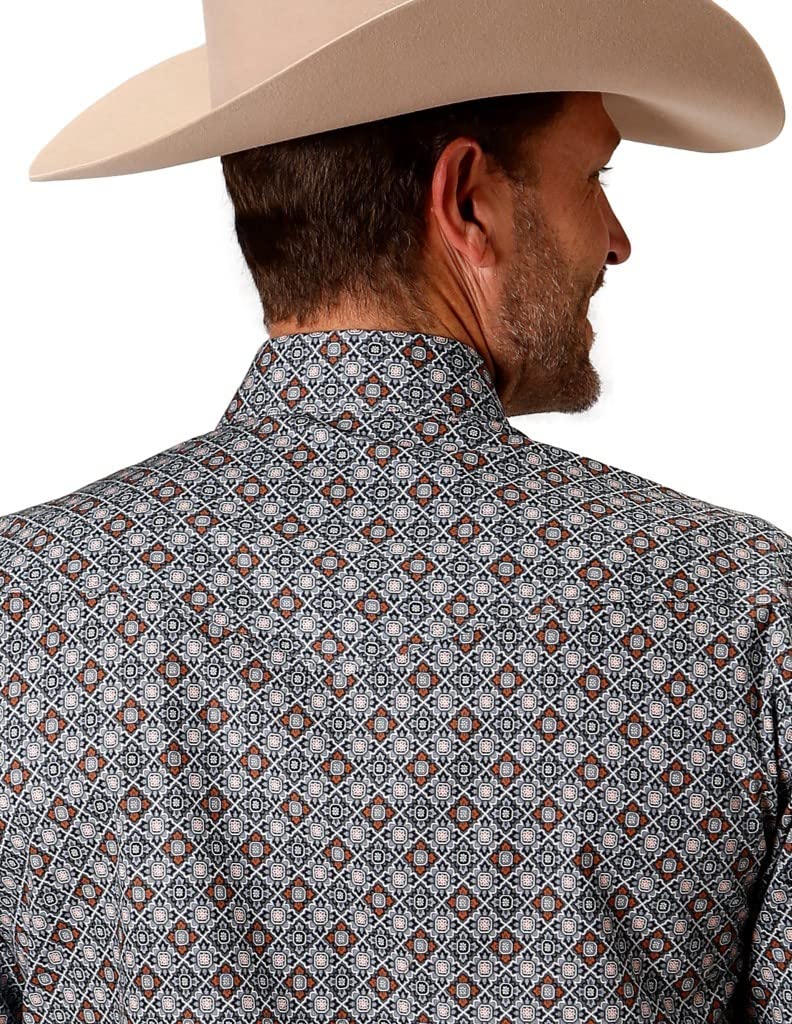 ROPER Western Shirt Mens S/S Foulard 1XT Silver 03-002-0725-2019 GY