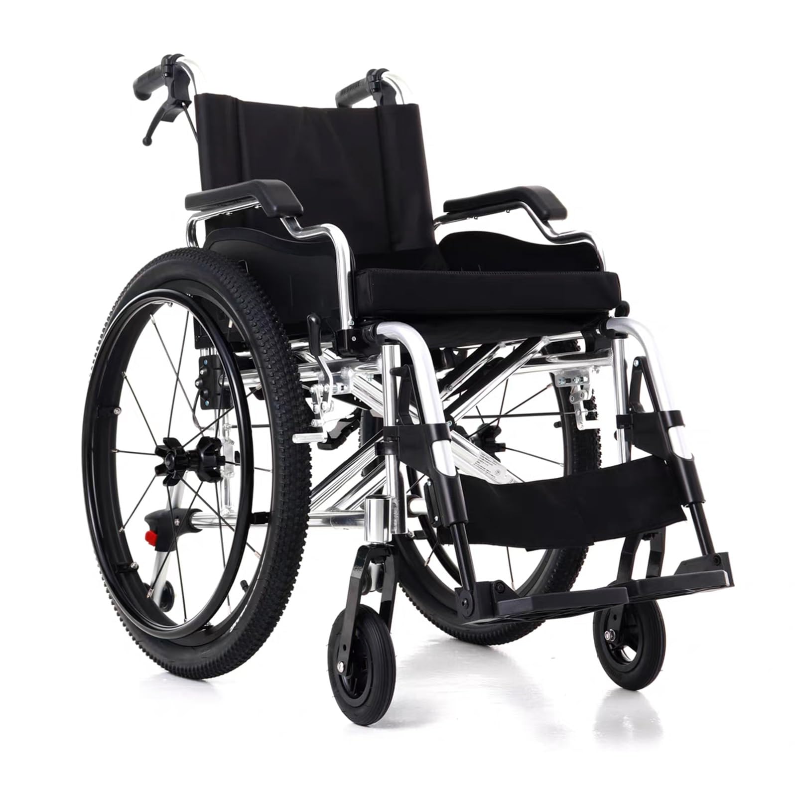 Silla de Ruedas Deportiva Manual Plegable,Ultraligera de Aleación de Aluminio, Extracción con un botón,Silla De Transporte De Ruedas Grandes De Ocio,Transporte Fácil