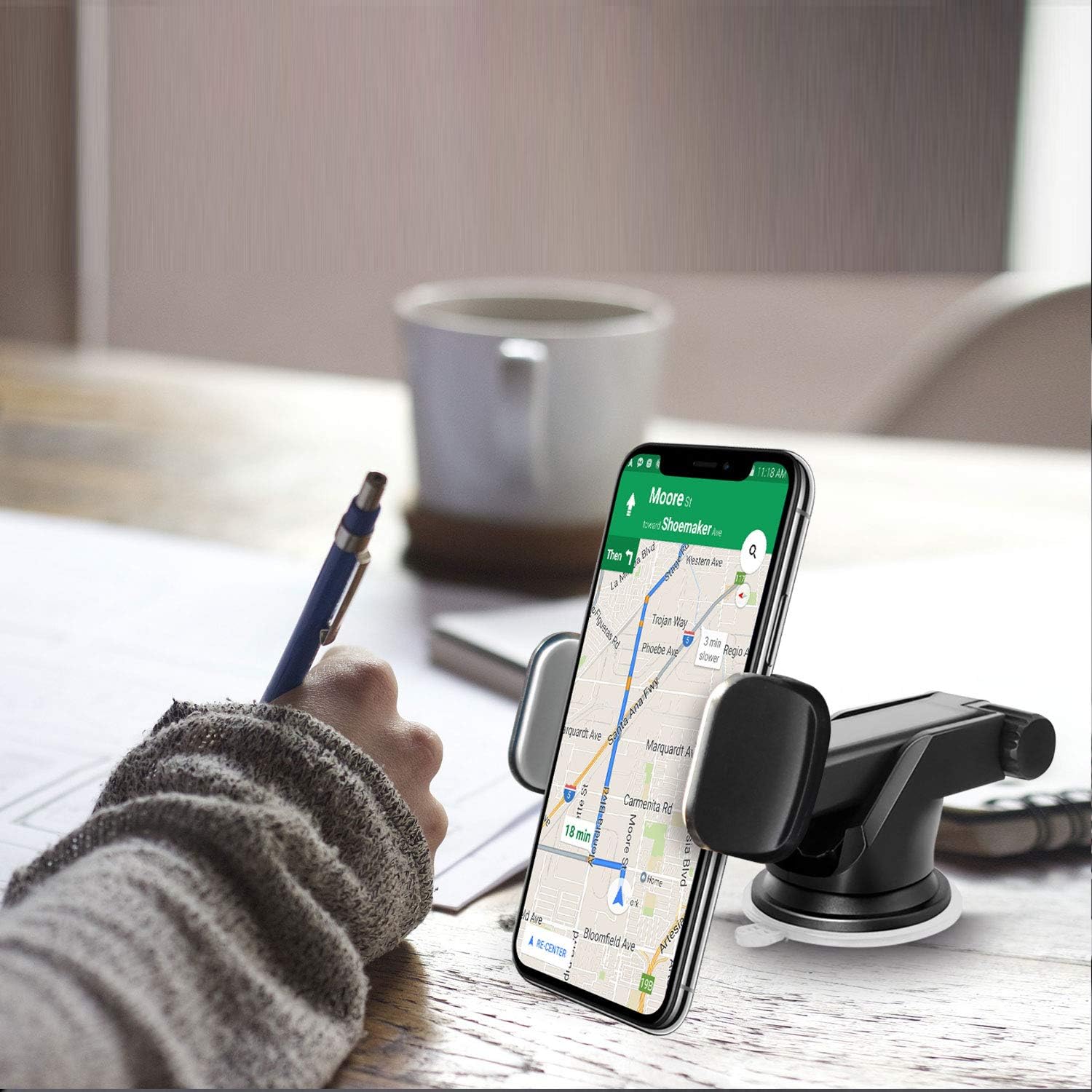 Cellet Extendable Telescopic Dashboard Phone Mount – 360° Rotating Cradle, Reusable Sticky Suction Pad, Adjustable Viewing Angles, Secure 2-Step Locking for Car Dash & Windshield image 4