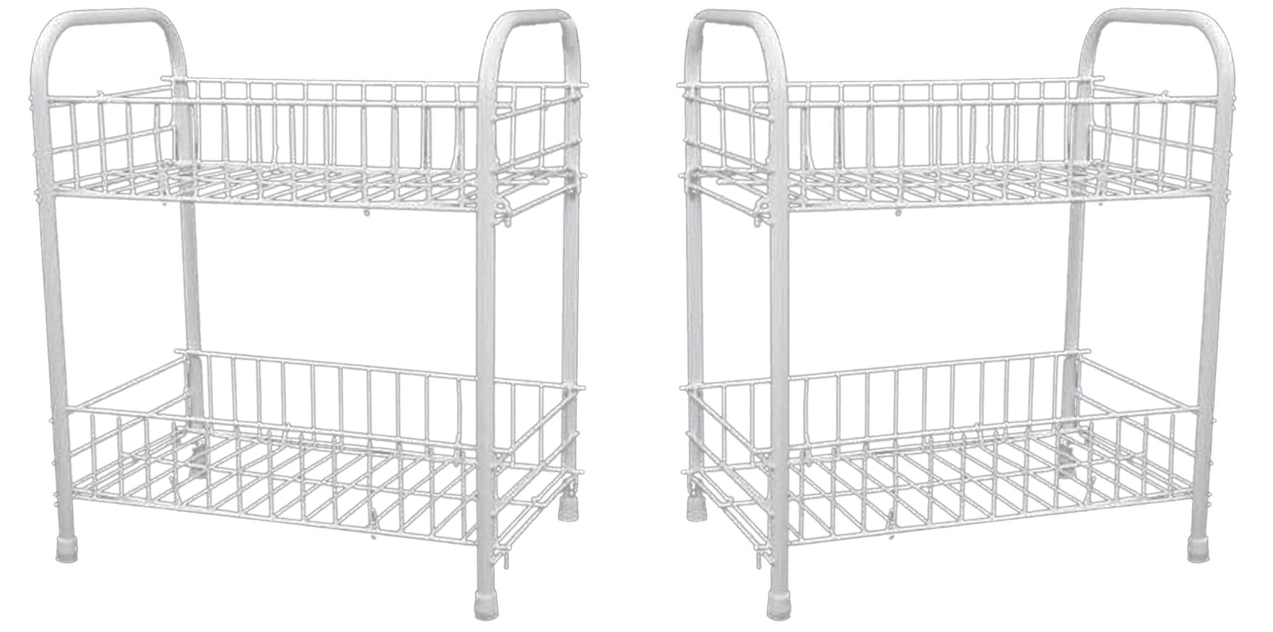 HATF 2 Tier Metal Wire Fruit and Vegetable Rack - Decorative Modern Storage Basket for Kitchen Organization - Alternative to Fruit Bowl (Two Tier, 1 Unit)