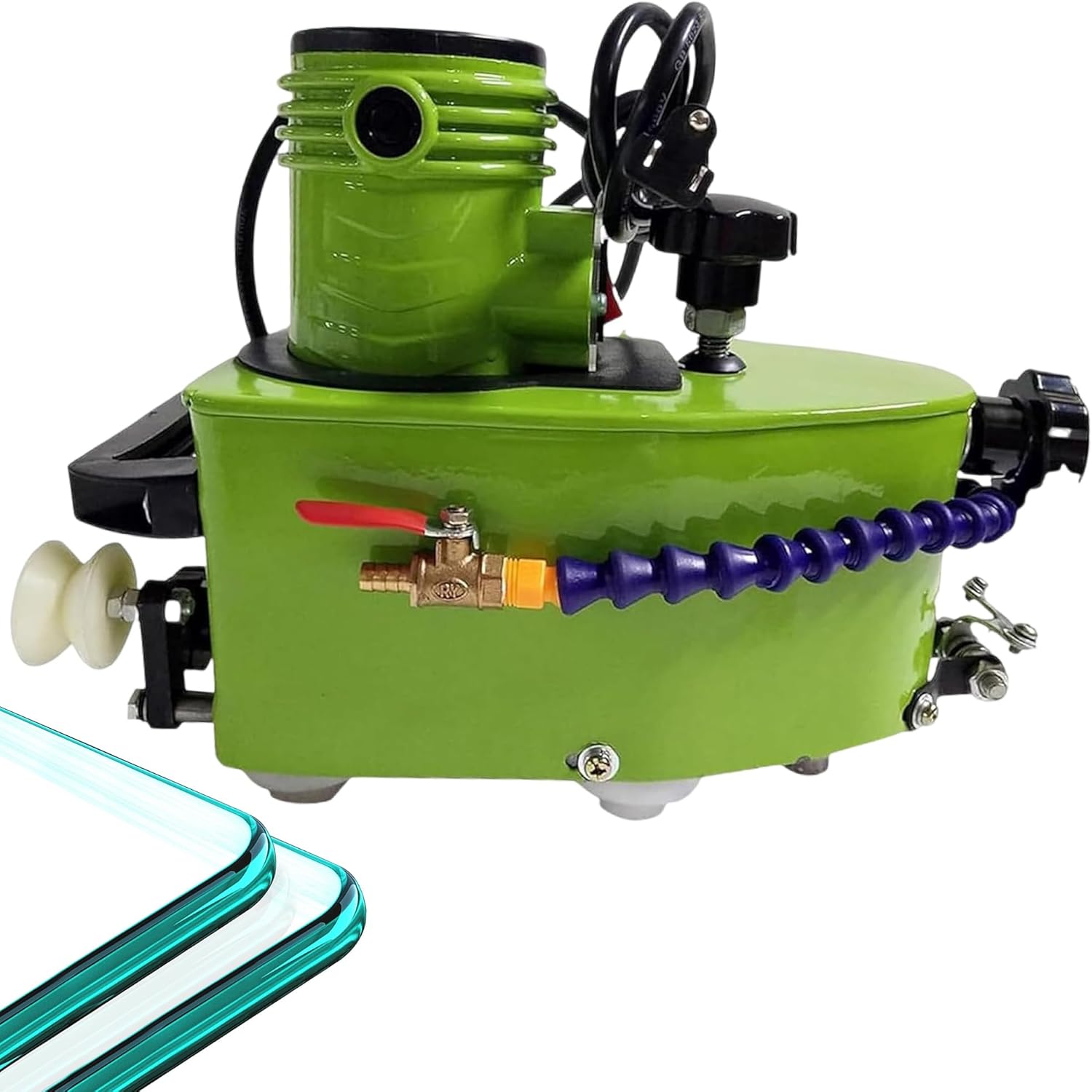 professional glass edge polisher, 8000 rpm, Straight, Round, with 10 grinding wheels, 800W portable glass edge bevelling machine, for cement,acrylic,marble,ceramic(Green-Machine)