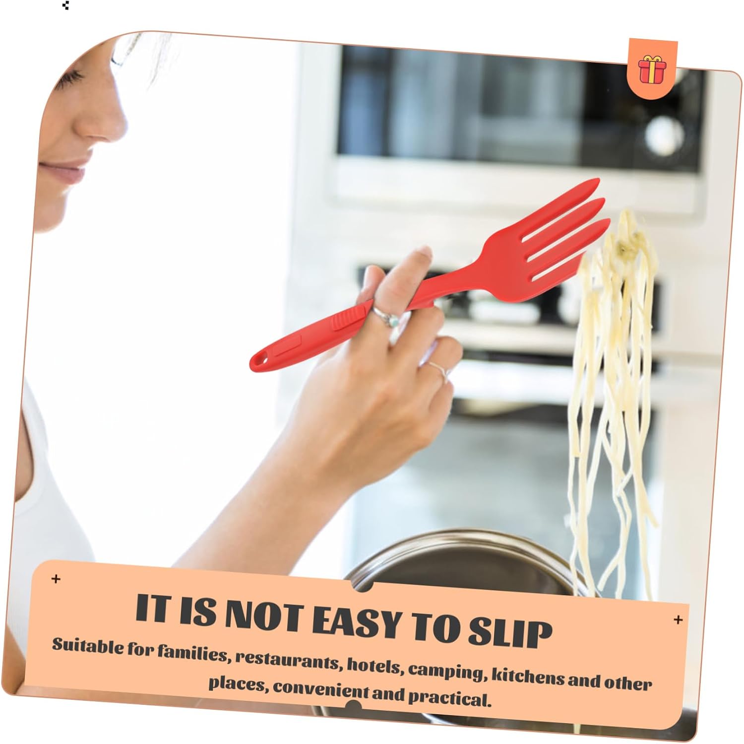 Silicone Pasta Fork Red Kitchen Serving Fork for Restaurants Hotels