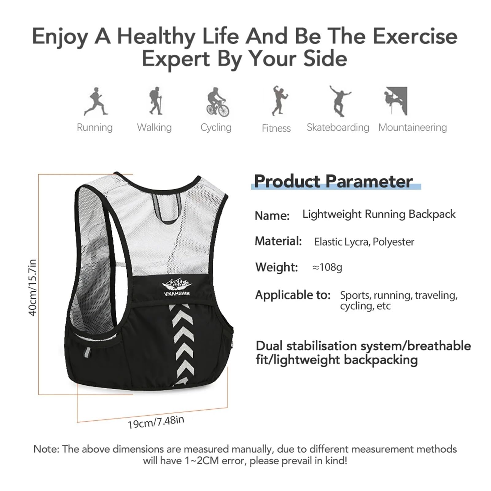 Gilet di idratazione per corsa e ciclismo, zaino da trail running per uomo e donna, ideale per maratone e gare, comoda soluzione di idratazione durante l'esercizio fisico