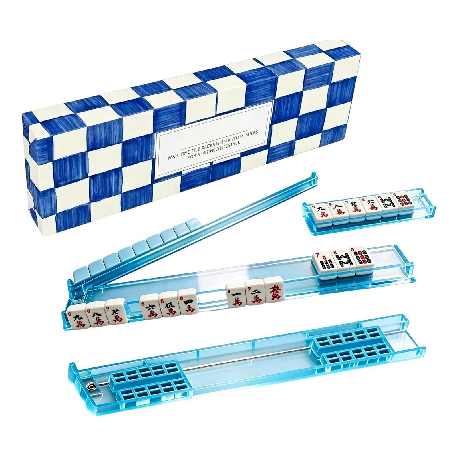 Mahjong-Ständer Schildpatt-Stil Acryl-Magnet-Schiebestab | Mahjong-Steine-Ständer für Partys, Familien, gemeinsame Spiele, Zugfahrten, Anfänger, Reisen, Spiel, Zuhause und
