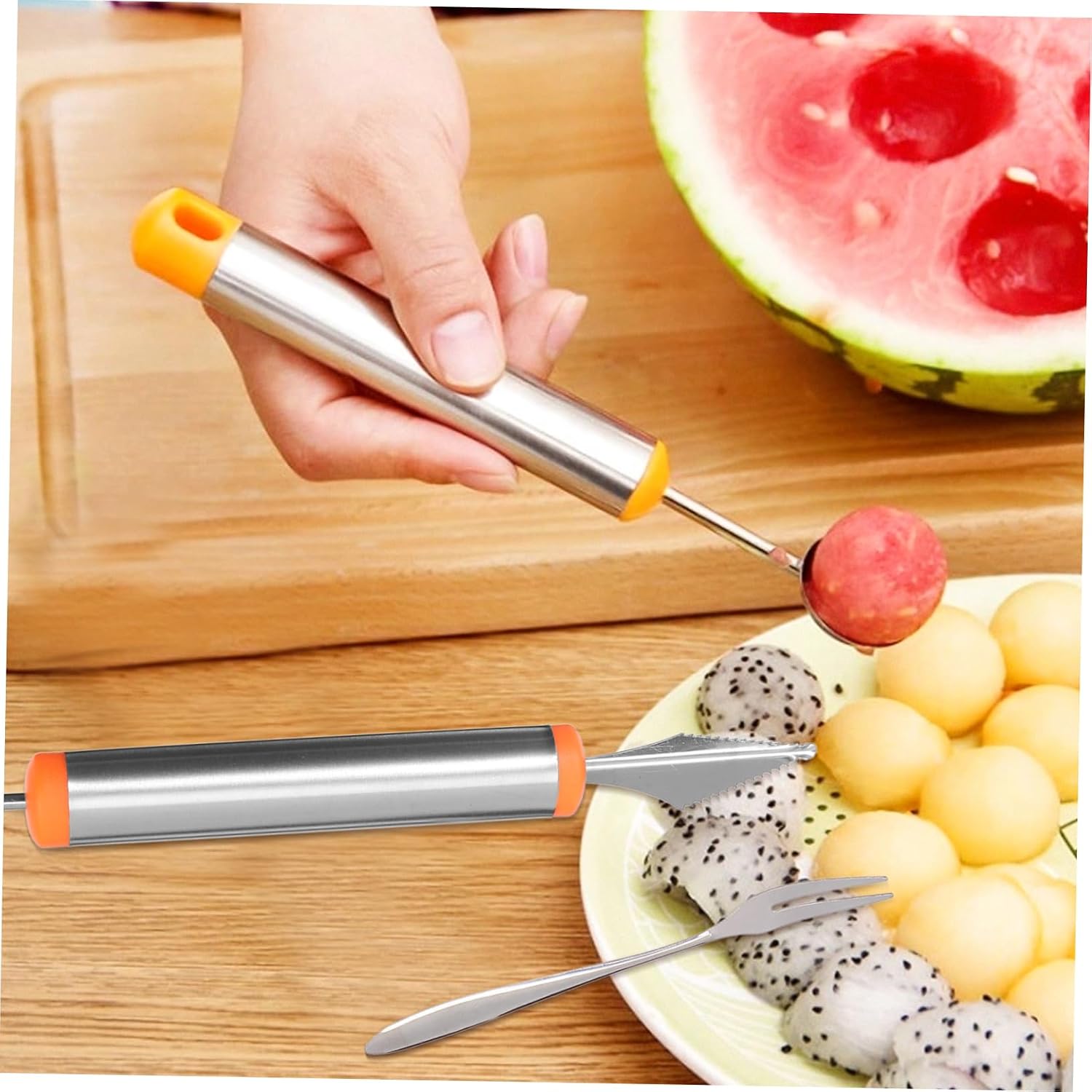 6 Piece Stainless Steel Fruit Ball Digger Set with Carving Cutter