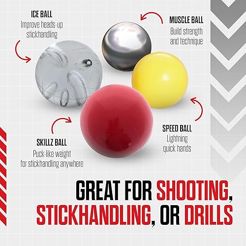 Miniatura 7 de Snipers Edge Hockey Stickhandling Balls – Bolas colgantes de hockey con bolsa – Mejora el manejo de palos dentro y fuera del hielo – ¡Llévala a