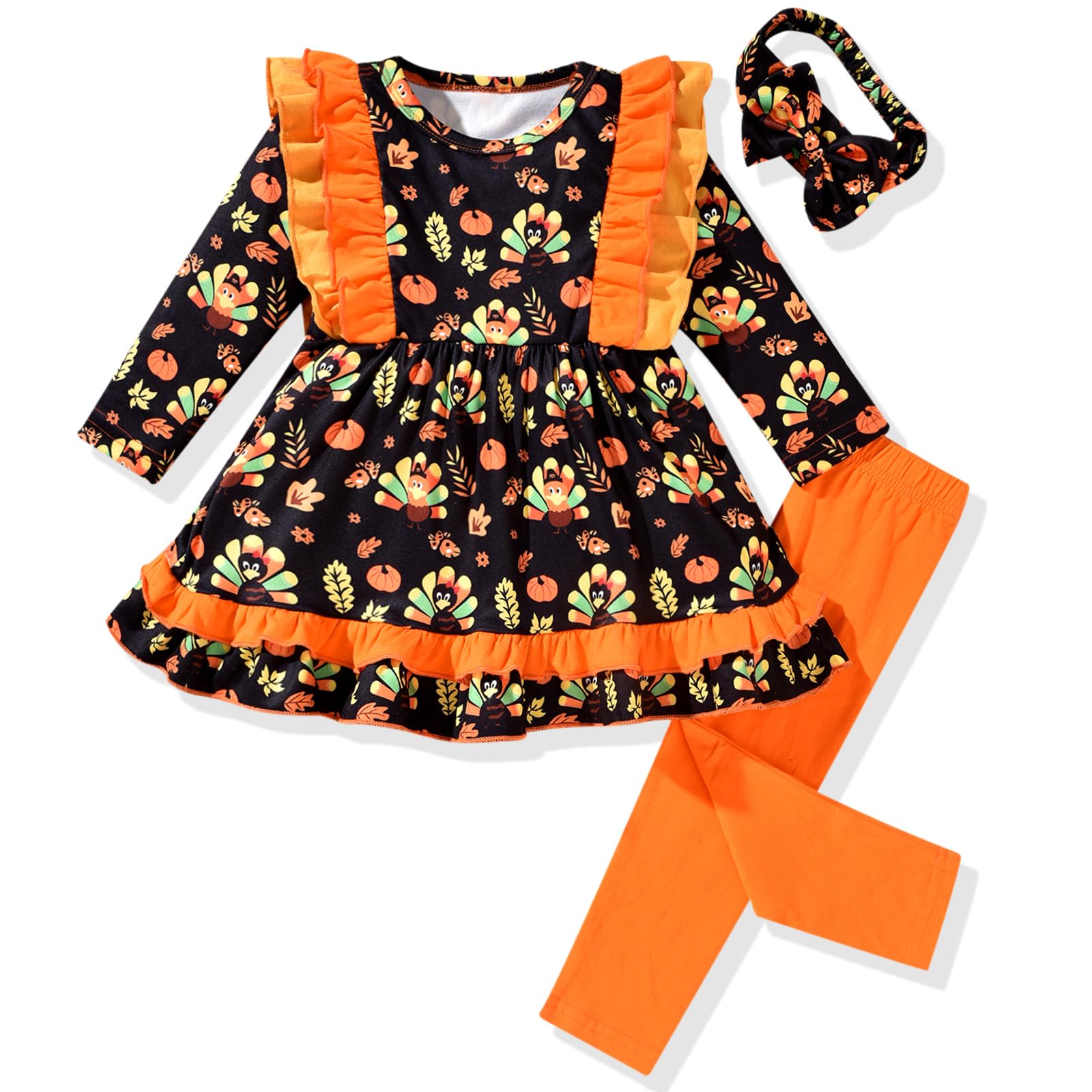 HINTINA Toddler Little Girl Long Sleeve Outfits Tunic Dress Top leggings Pants Fall Winter Clothes Set