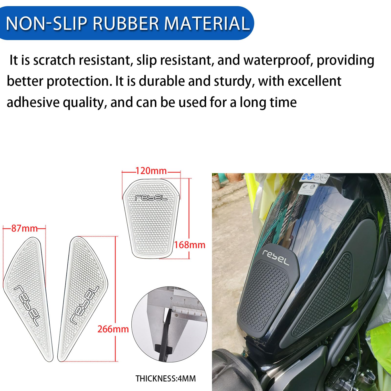 Autocollant Antidérapant Pour Réservoir De Carburant De Moto, Tampon Latéral En Caoutchouc étanche Pour HONDA CMX300 CMX500 REBEL 300 500