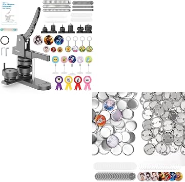 Caydo Button Maker Machine Multiple Sizeswith 200 PCS 1.25 Inch/32mm Button Maker Supplies, 1+1.25+2.25 Inch Pin Maker Machine Kit, Badge Maker Supplies