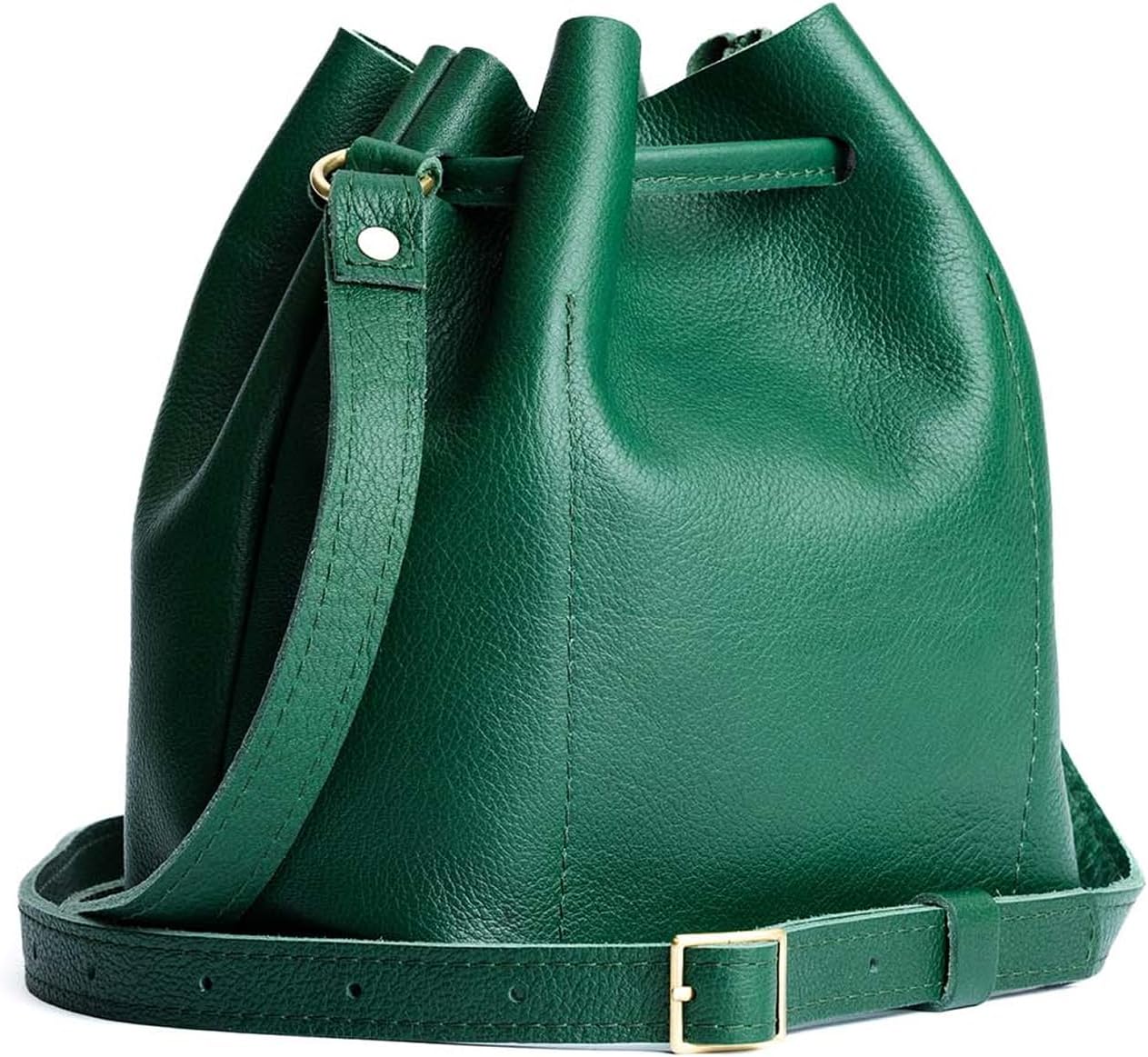 Portland Leather Goods Bucket Bag – Leather Crossbody Purse w/Drawstring Opening – Handmade from the Finest Full-Grain Hides - Image 4