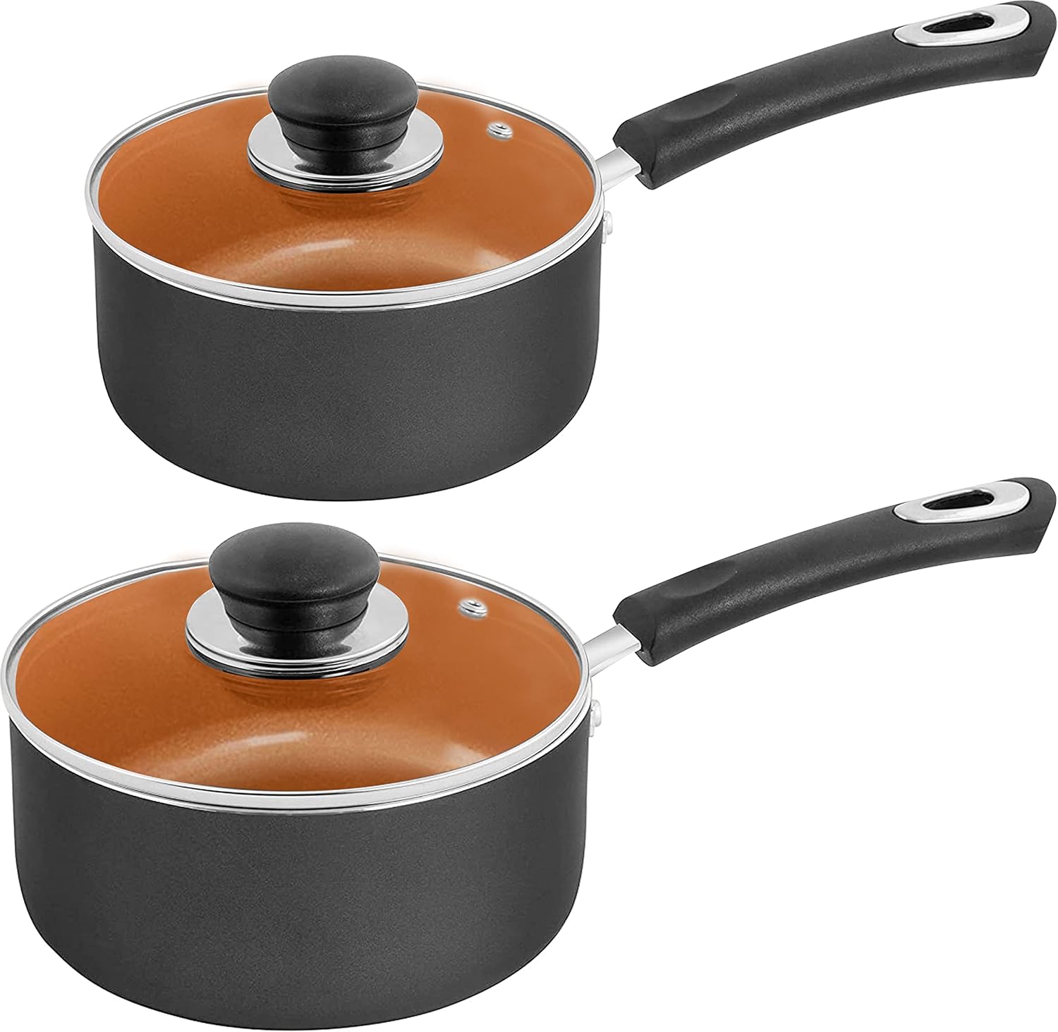 Utopia Kitchen Nonstick Saucepan Set with Lid, 1 Quart and 2 Quarts Multipurpose