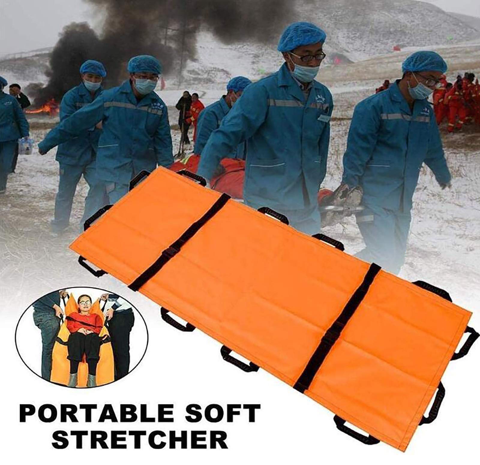 Portable Transport Unit, Lona Gruesa de Rescate de Emergencia 8 Asas, Camilla portátil Suave con Bolso, para Ancianos discapacitados