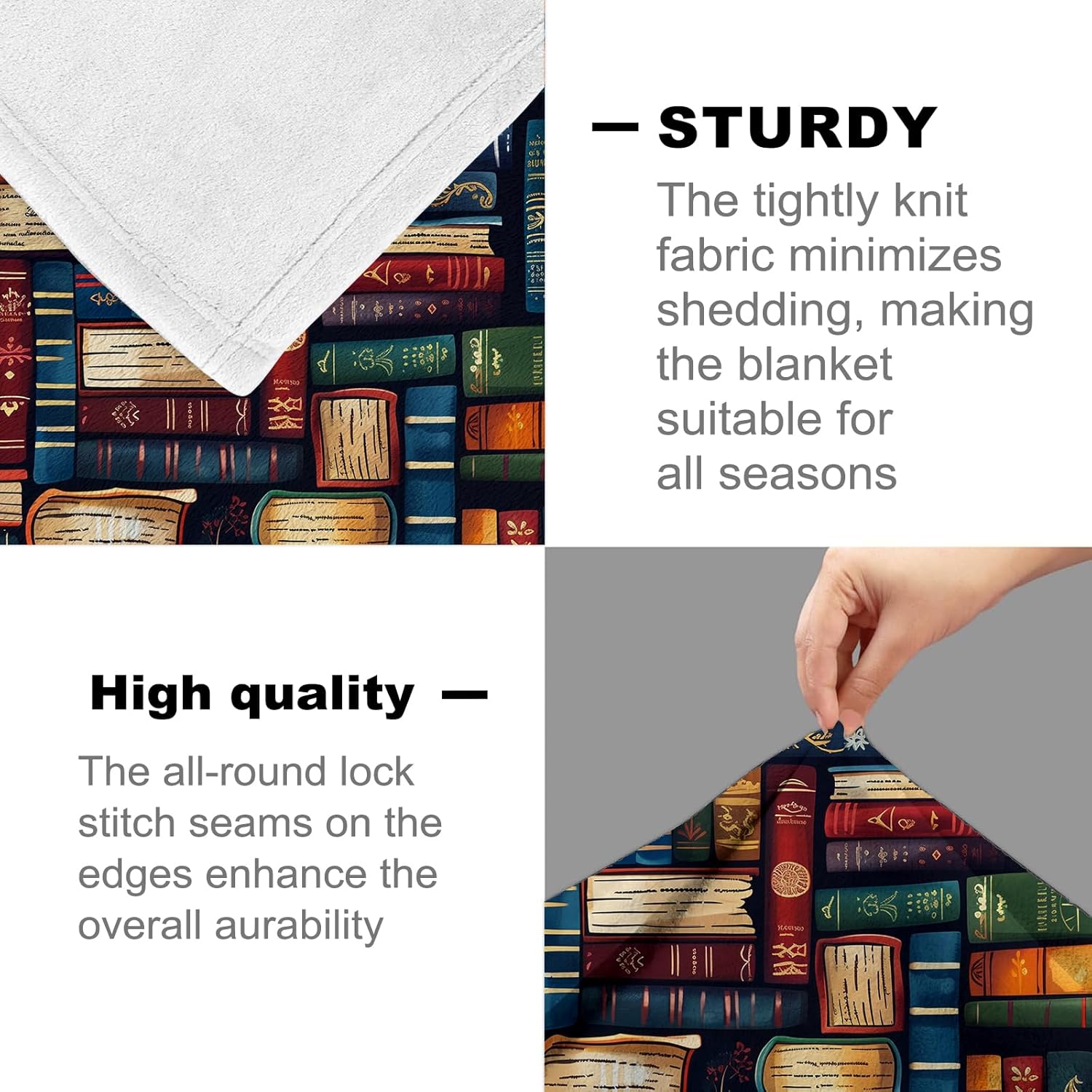 Flannel Book Club Gifts Blankets, Librarian Reading Lover Bookish Throw Blanket for Sofa Couch Bed Living Room, Soft Warm Cozy Book Decor, 60" x 50" - Image 4