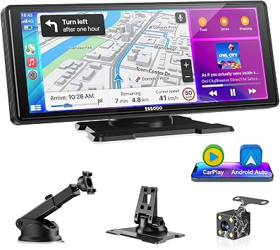 ESSGOO Carplay Screen for Car 10.26" Wireless Android Auto with Rear Cam