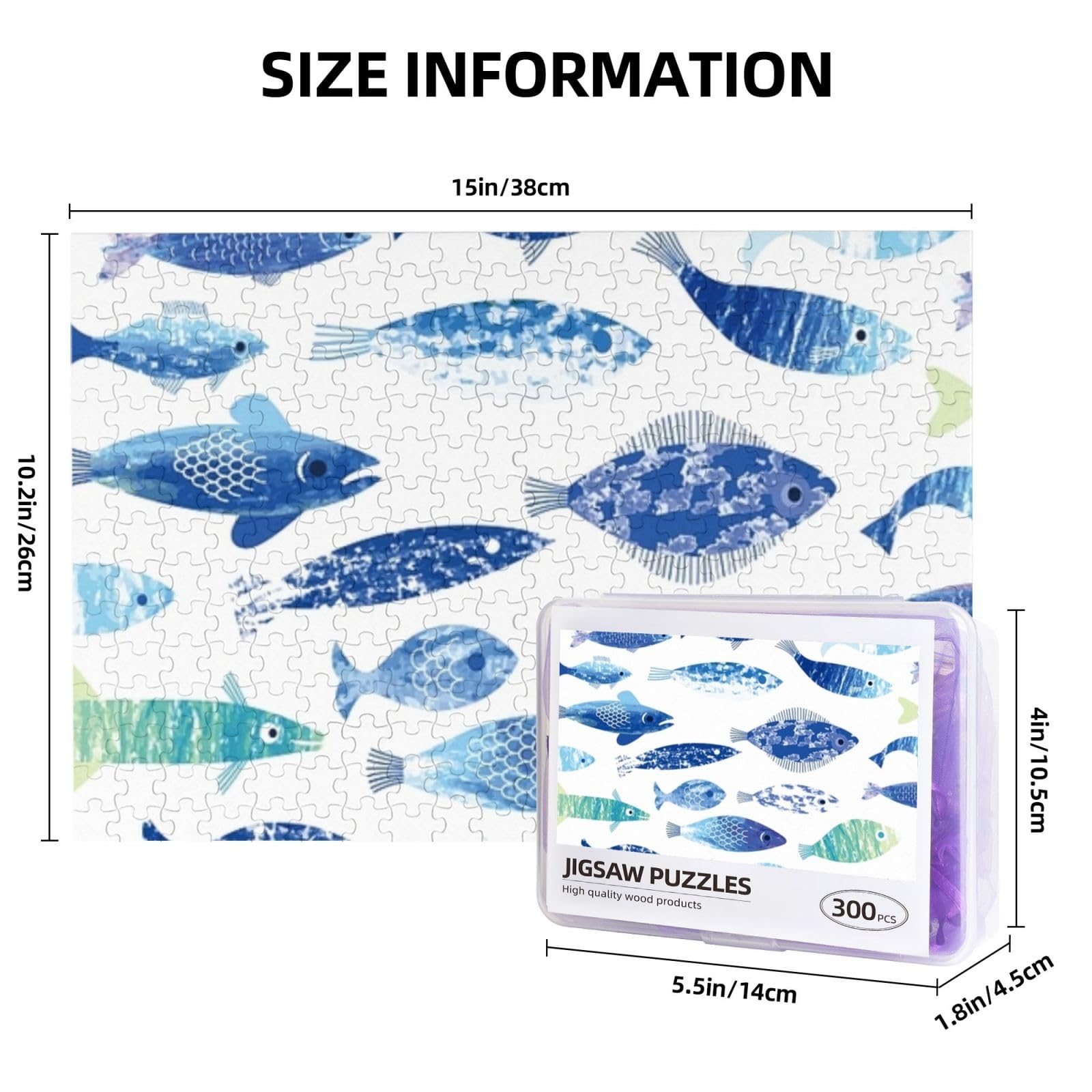 Amazon.co.jp: 300ピース ジグソーパズル 魚柄 魚群 大人用 木製