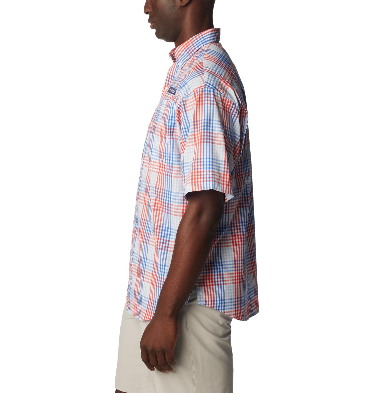 Columbia Camicia a Maniche Corte Super Tamiami Maglietta da Escursionismo, Blu vivido, a Quadretti, S Uomo