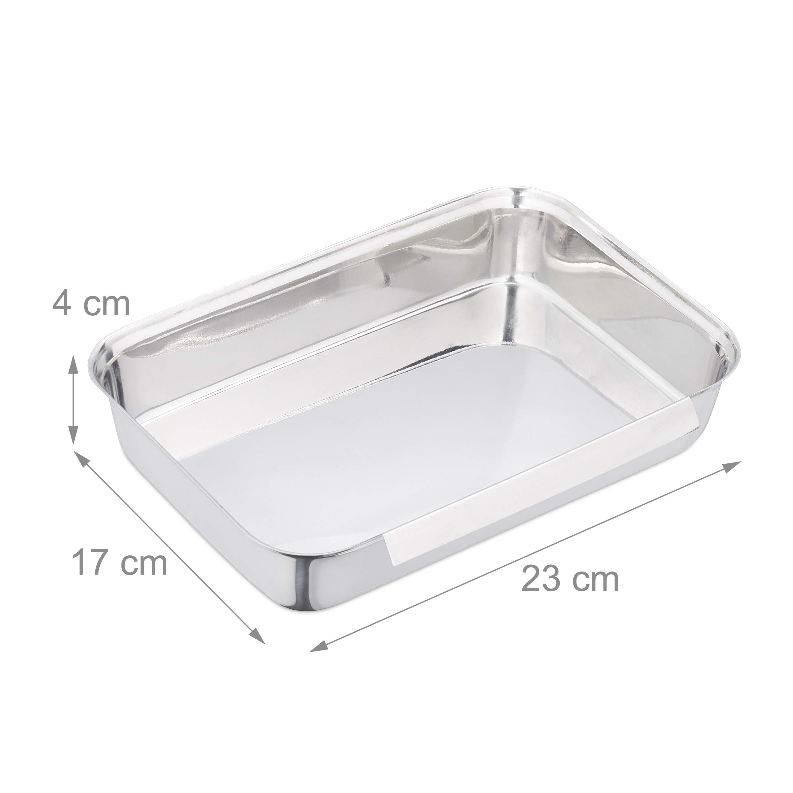 Relaxdays Teglie da Impanatura Acciaio Inox, Set da 4 Tegami per Cotolette, Impilabili, da Lavastoviglie, Argento