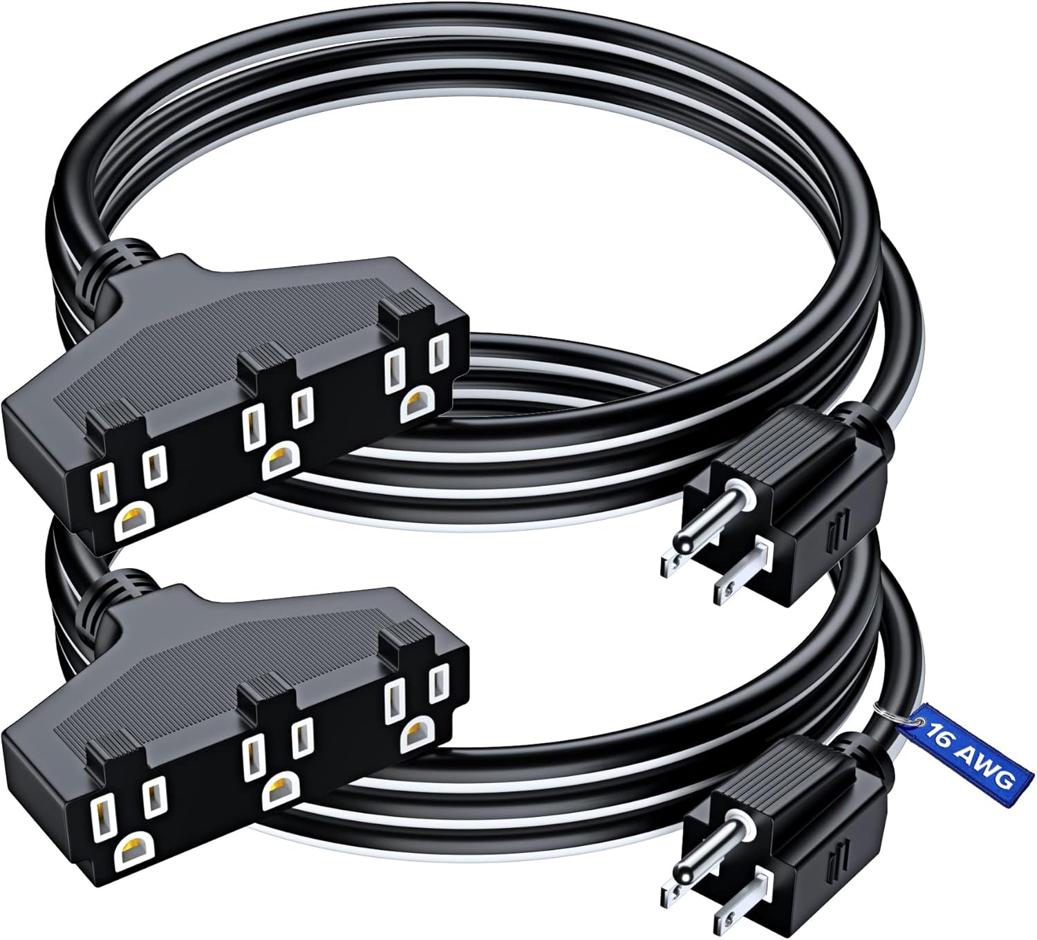 Extension Cord 3 ft, (2Pack) Heavy Duty Extension Cord