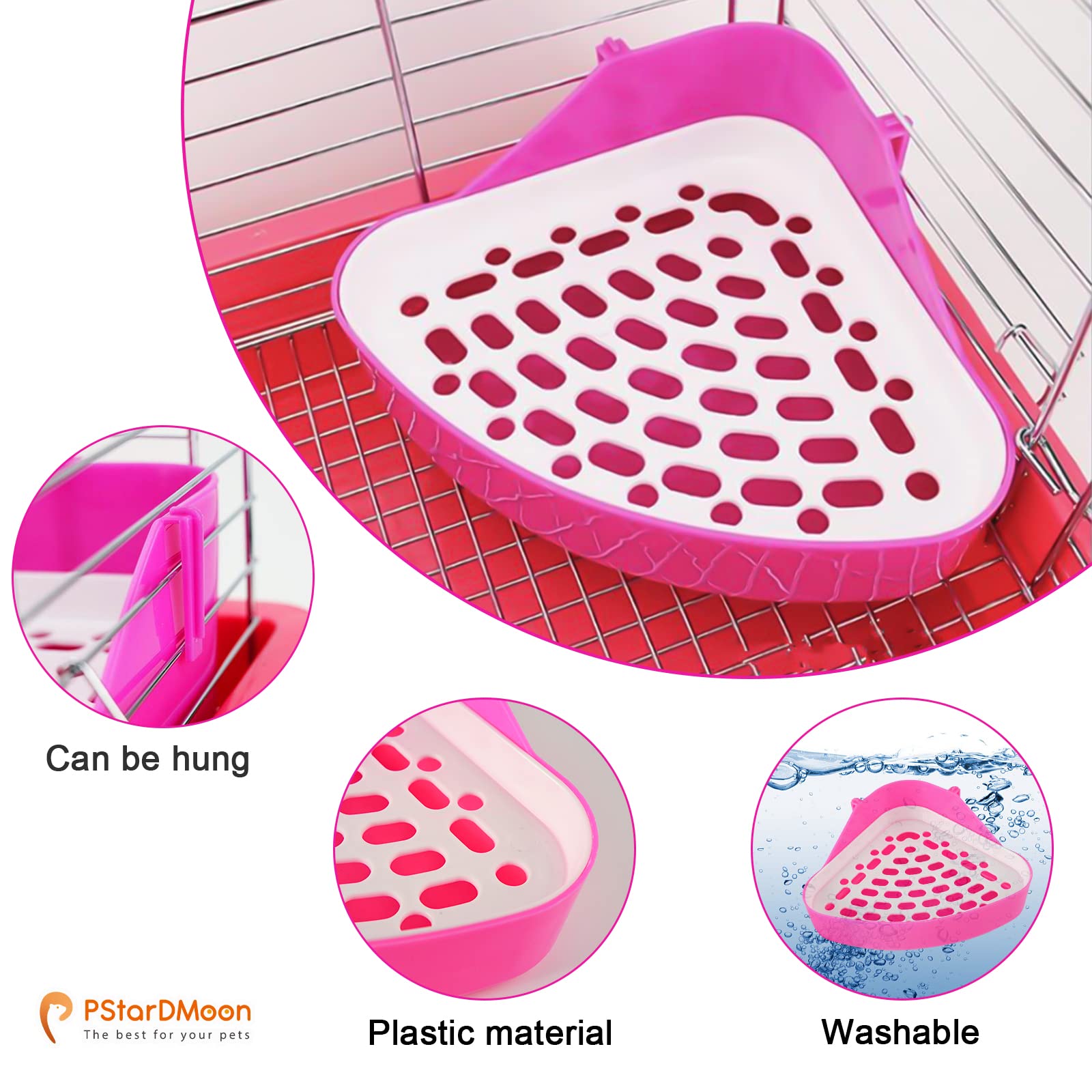 Produktbild von COLLBATH Dreieckige Katzentoilette Für Kaninchen Und Kleintiere Abnehmbares Gitter Aus Kunststoff Für Innen Und Außenbereich Für Meerschweinchen Und