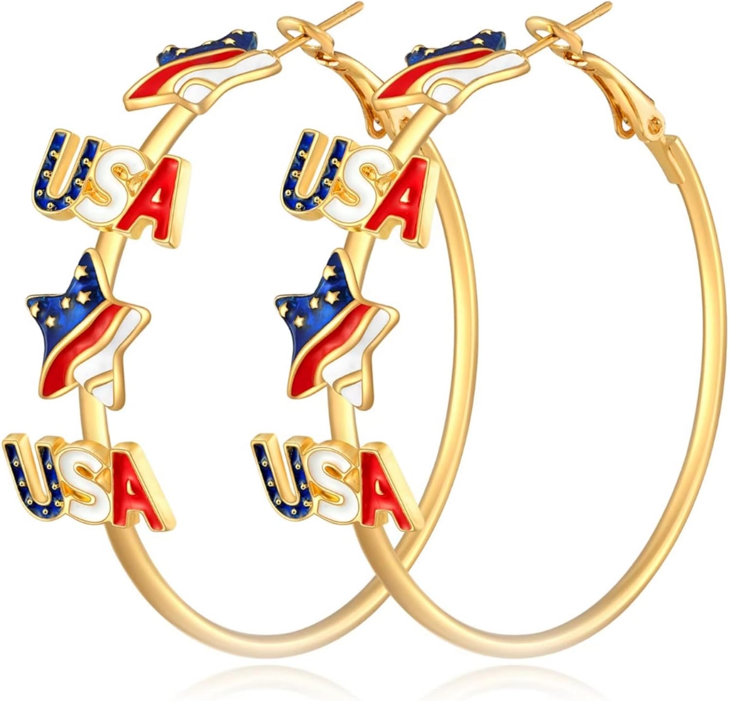 American Flag Earrings for Women Men USA Flag Earrings American Independence Day Jewelry for Women Men