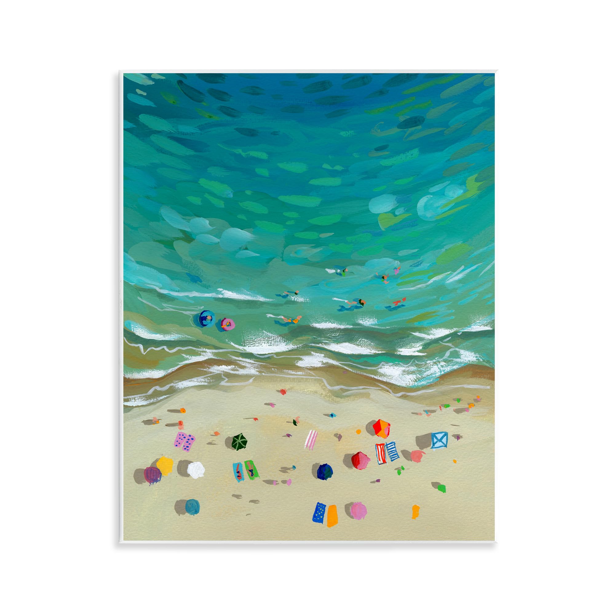 Stupell Industries Unframed Aerial Beachside Umbrellas, 11 X 14 Inch Mounted Print On Wall Plaque