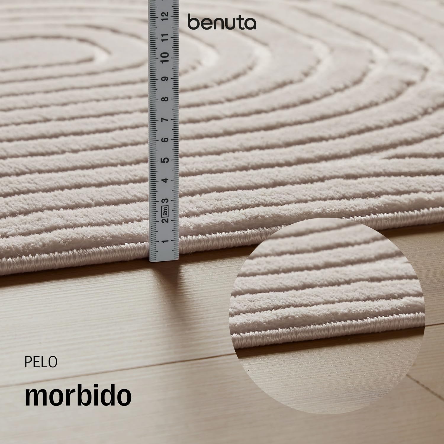 benuta Basic Tappeto salotto Claire - Crema 160x230 cm - Salotto Minimalista stile retrò geometrico - Manutenzione semplice - Compatibile con pavimento riscaldato