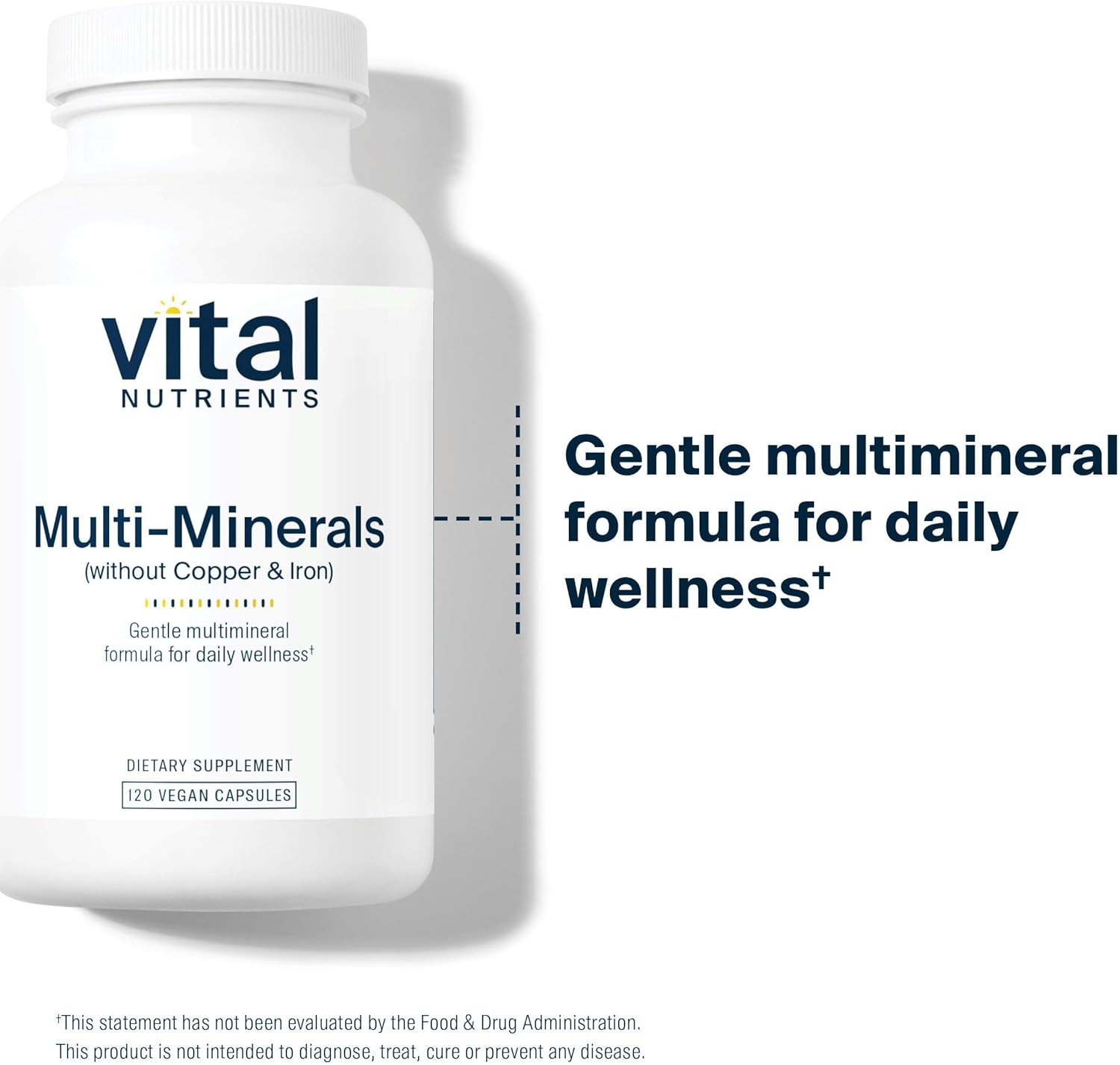 Vital Nutrients Multi-Minerals - Citrate/Malate Formula (No Copper or Iron) - Vegan Daily Multimineral - Gluten, Dairy, Soy Free - Non-GMO - 120 Capsules