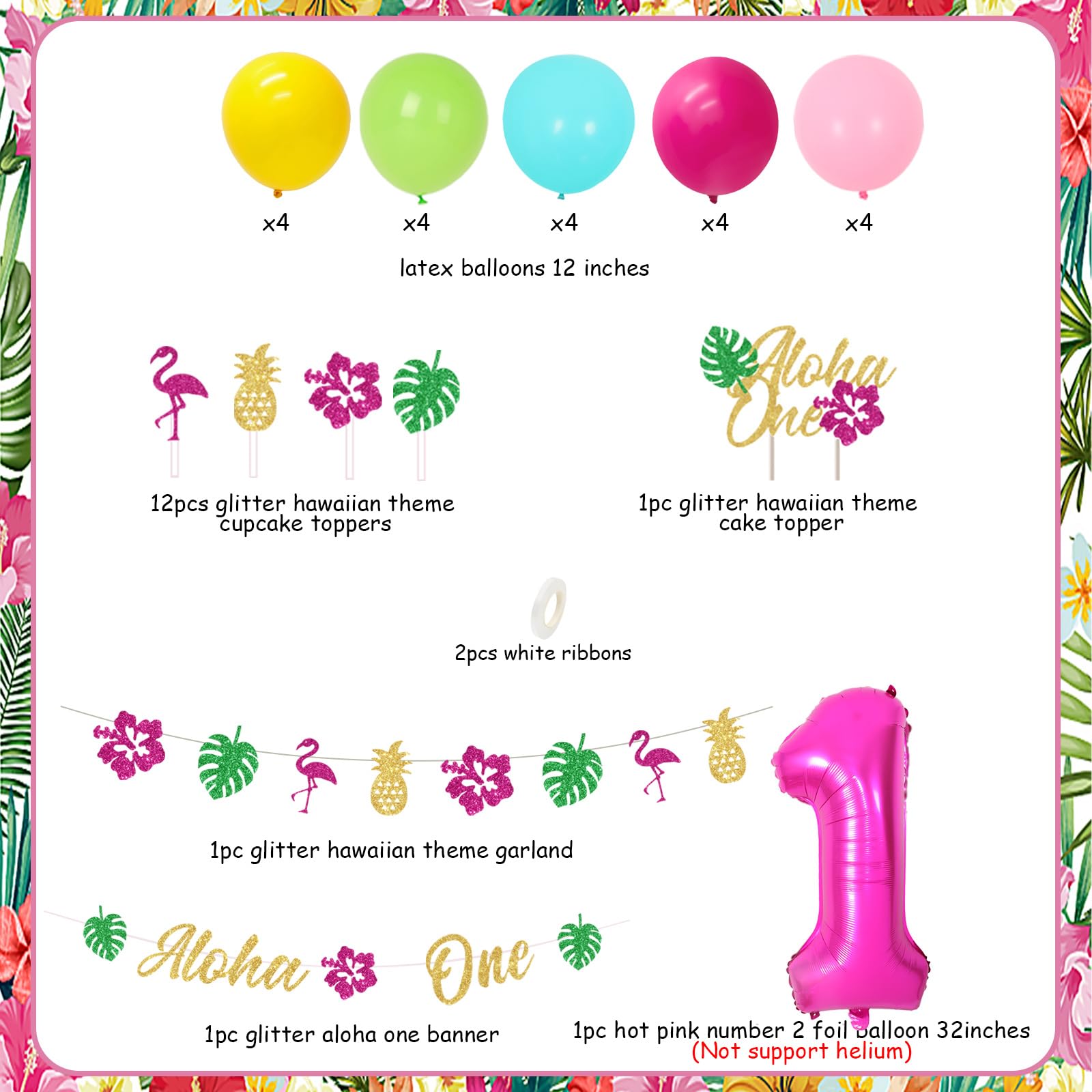 Hawaiian 1st Birthday Photo Banner For Girls - Aloha Monthly Milestone Banner Newborn To 12 Months - View #3