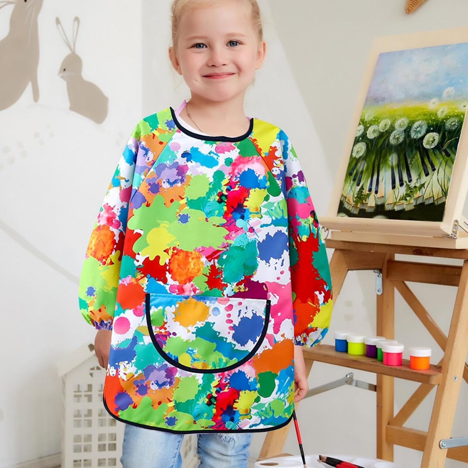Kids Aprons for Painting | Adjustable Waterproof Painting Apron,Cute Artist Smock, Funny Smock with Large Pocket for Boys
