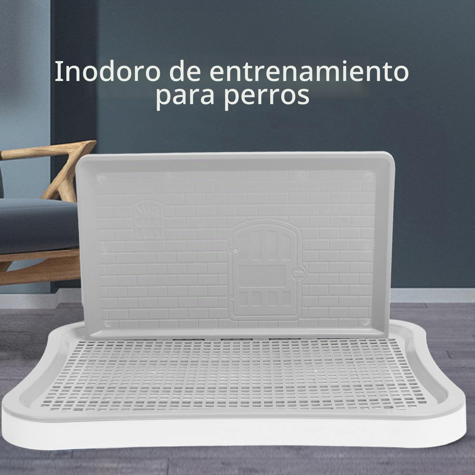 Inodoro de entrenamiento para perros con columna de pared, saco de entrenamiento de red portátil extraíble para mascotas grandes, pequeñas y medianas, color negro (blanco)