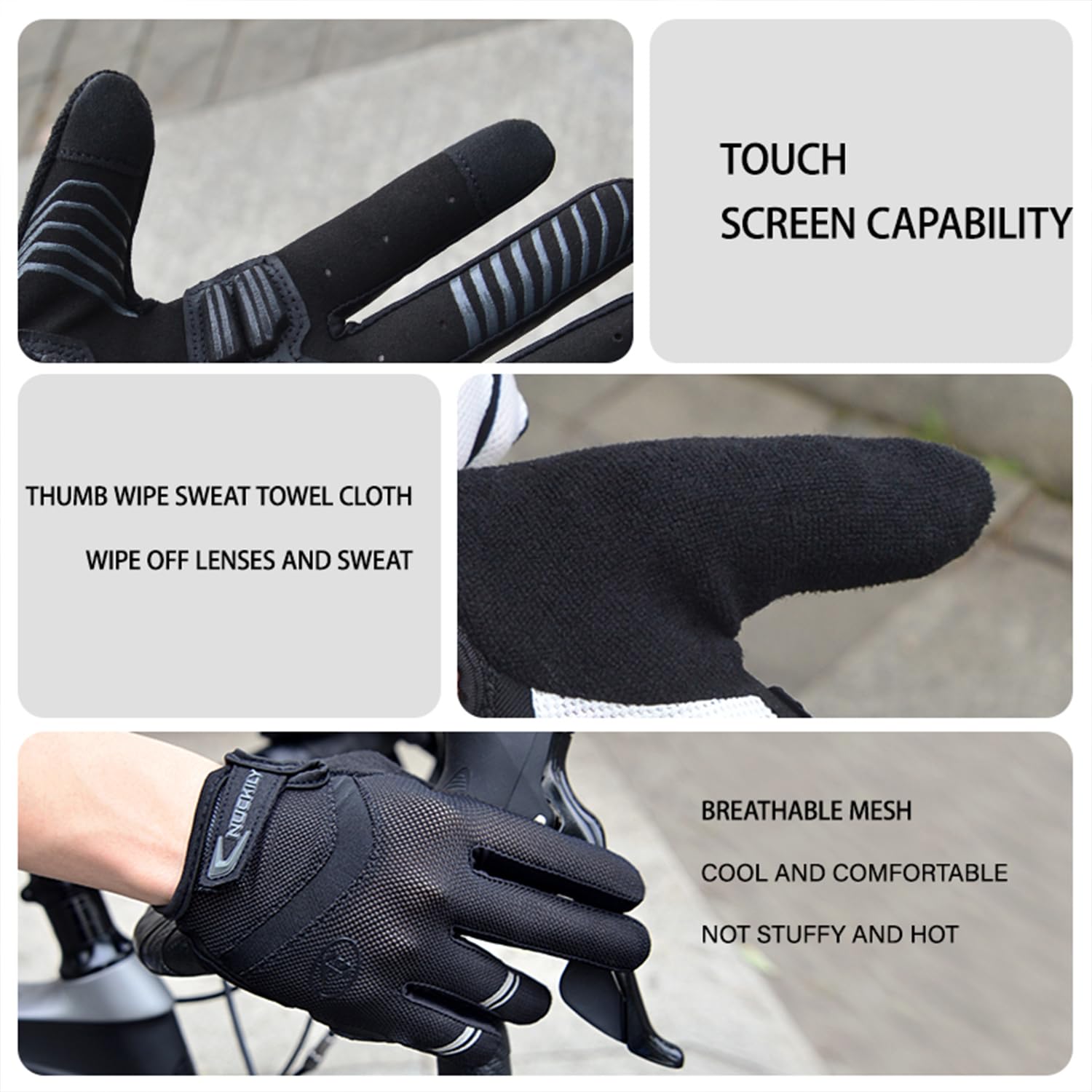 NUCKILY Guantes de ciclismo para hombre con pantalla táctil, forro polar térmico grueso, unisex, para deportes de invierno, bicicleta de montaña, antideslizantes, para pantalla táctil, guantes de MTB,