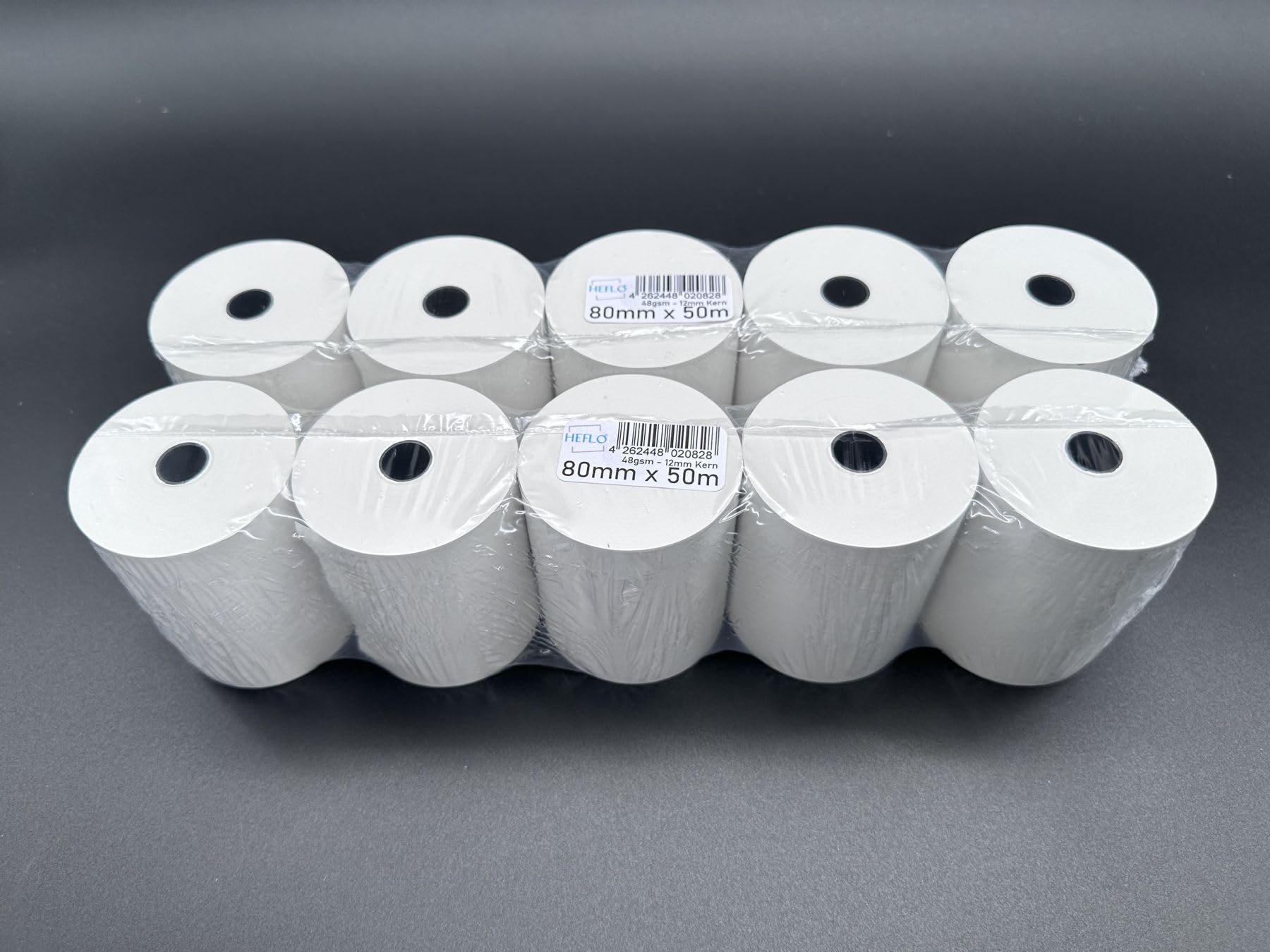 50x Bonrolle 80mmx50m BPA-frei, für Thermo-Drucker (qualitatives Thermopapier für Kassensysteme und Registrierkassen, Breite: 80 mm, Ø Rolle: 60 mm, Ø Hülse 12 mm, Lauflänge: 50 m)