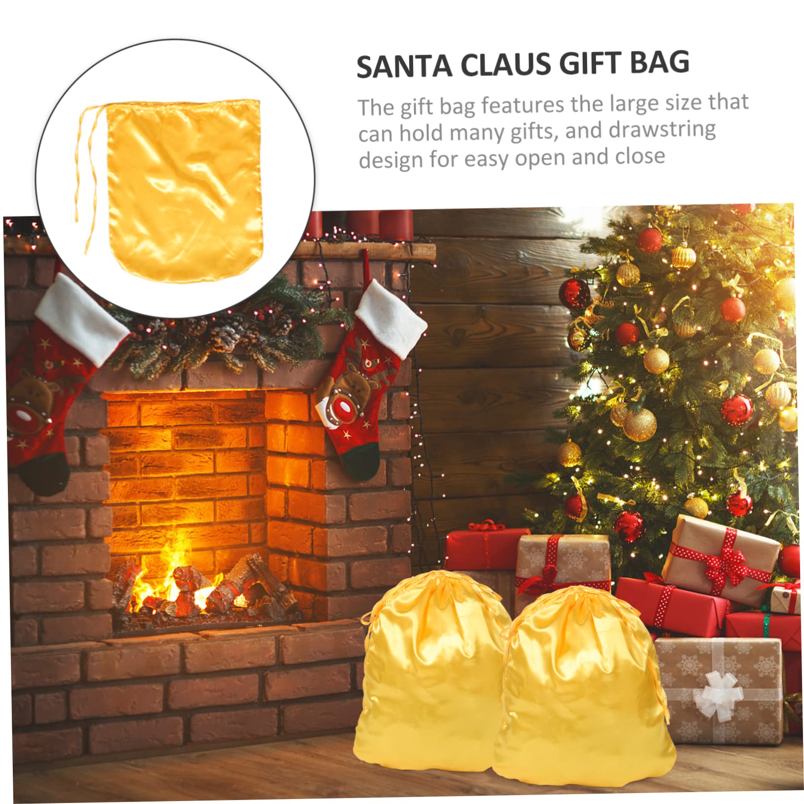SOLUSTRE 5piezas Bolsa De Santa Claus Diseño De Cordón Para Almacenamiento De Navideños Bolsa Grande De Dorada Para Dulces y Decoración De Fiestas