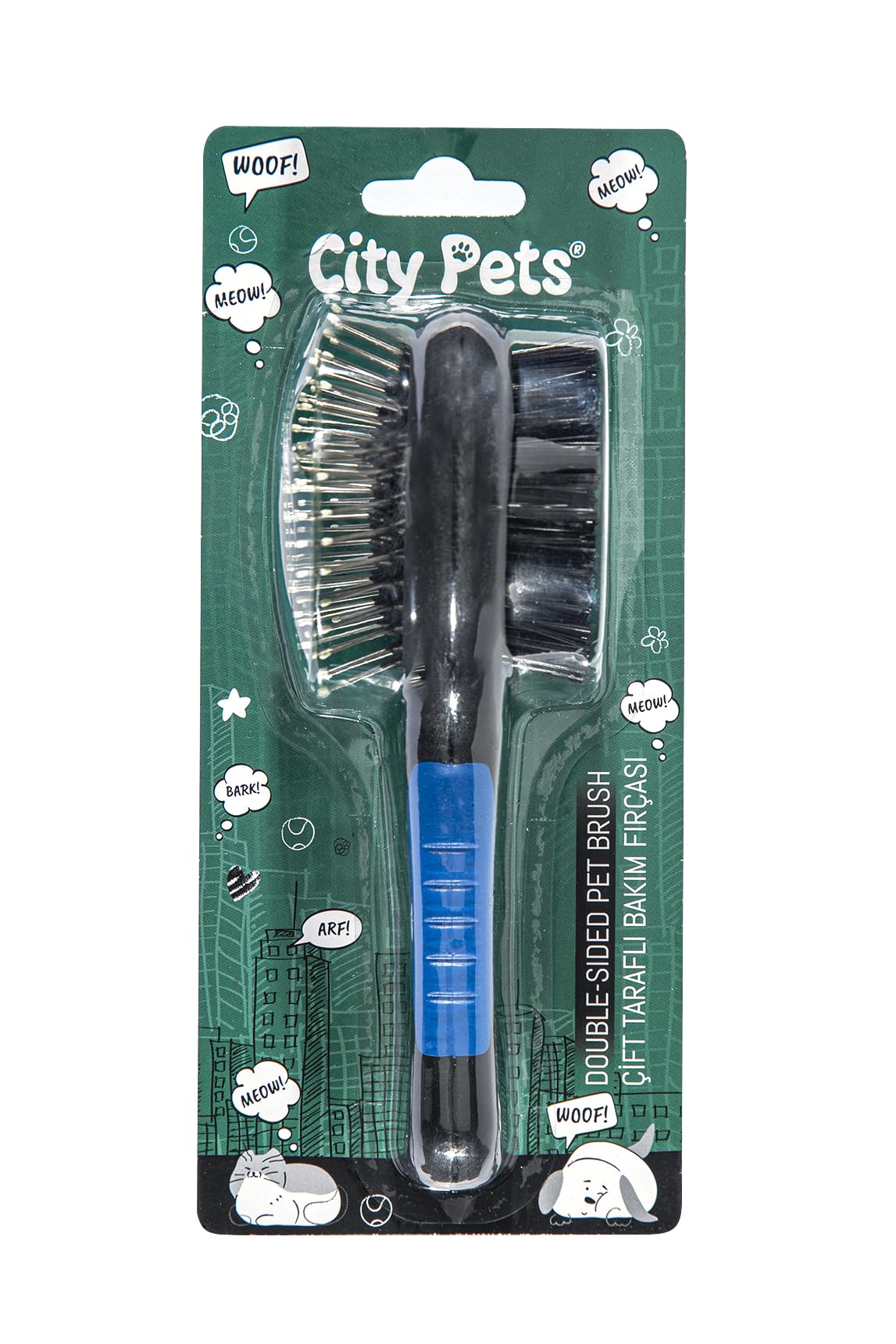 City Pets Çift Taraflı Bakım Fırçası C-8284