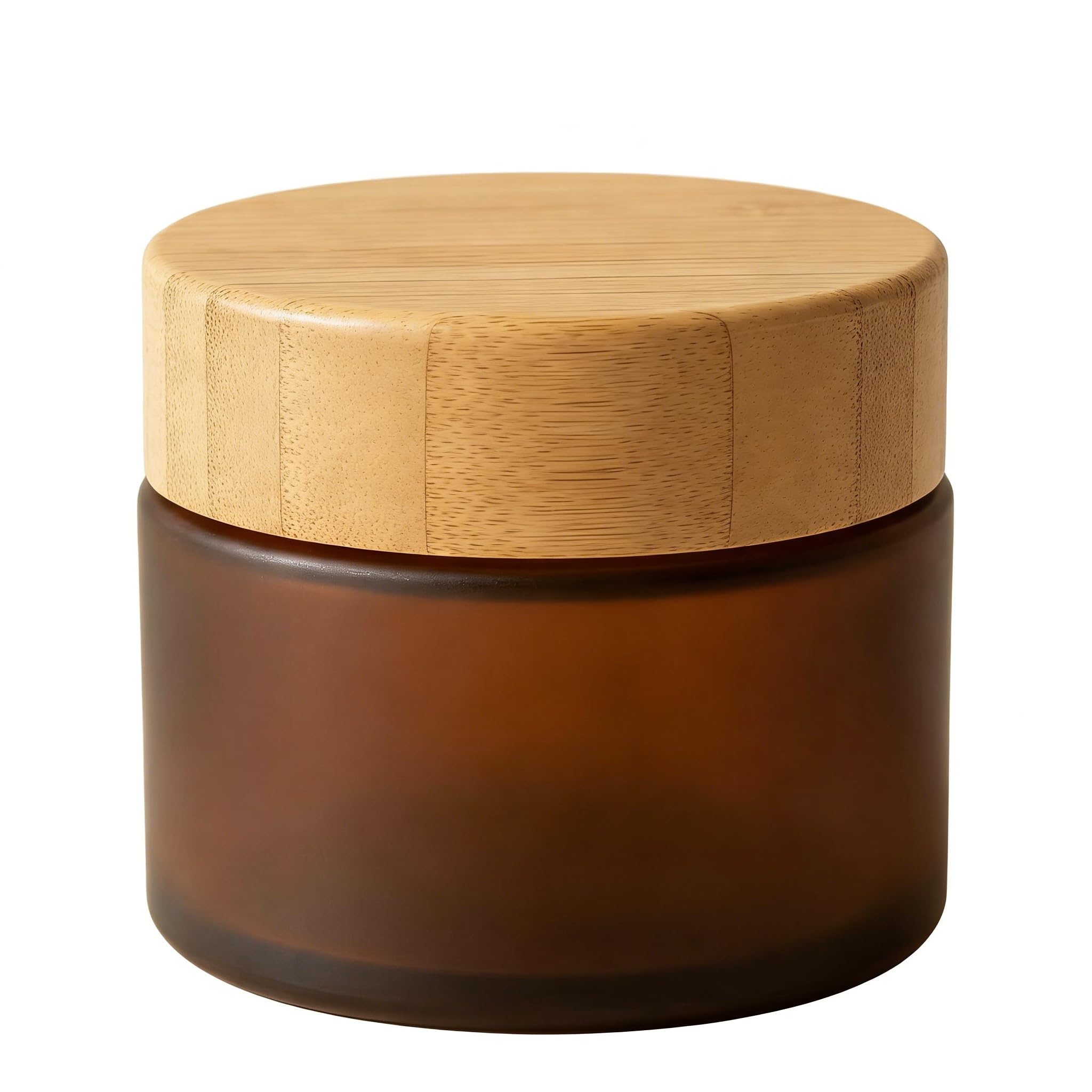 Erioctry Brown 150Ml 5Oz Empty Amber Pet Plastic Cosmetic Container Case With Natural Bamboo Cap Cream Lotion Box Ointments Bottle Food Bottle Makeup Pot Jar